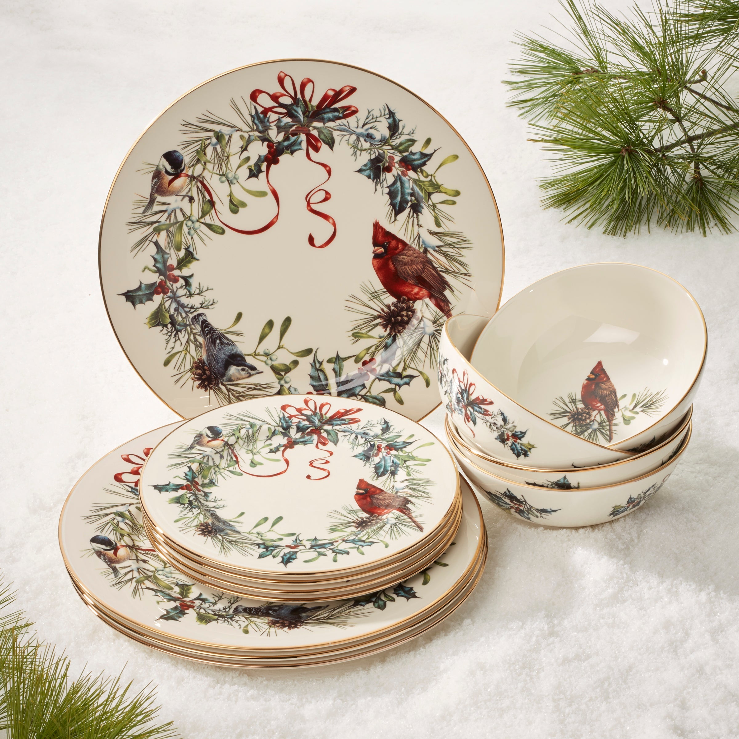 Winter Greetings 12-Piece Dinnerware Set - Image 5