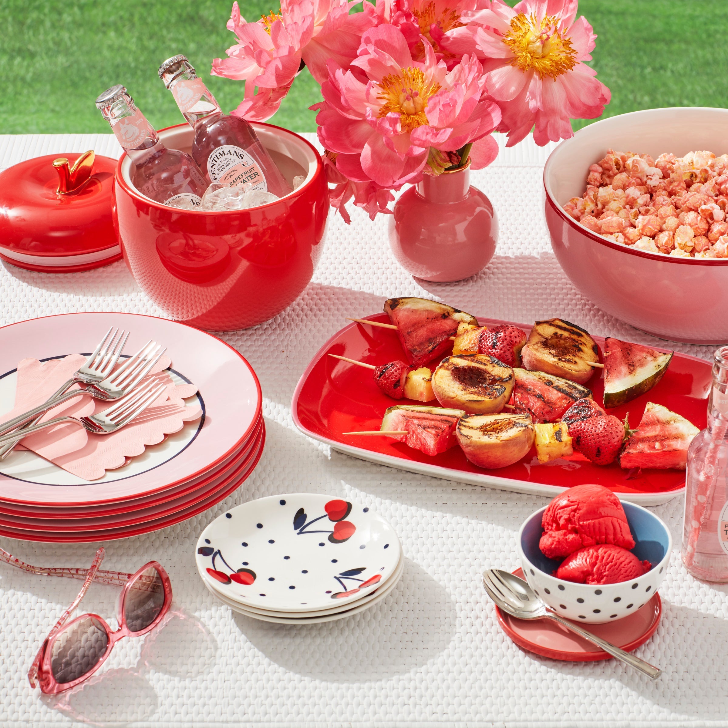 Make It Pop 12-Piece Dinnerware Set - Pink/Navy - Image 2