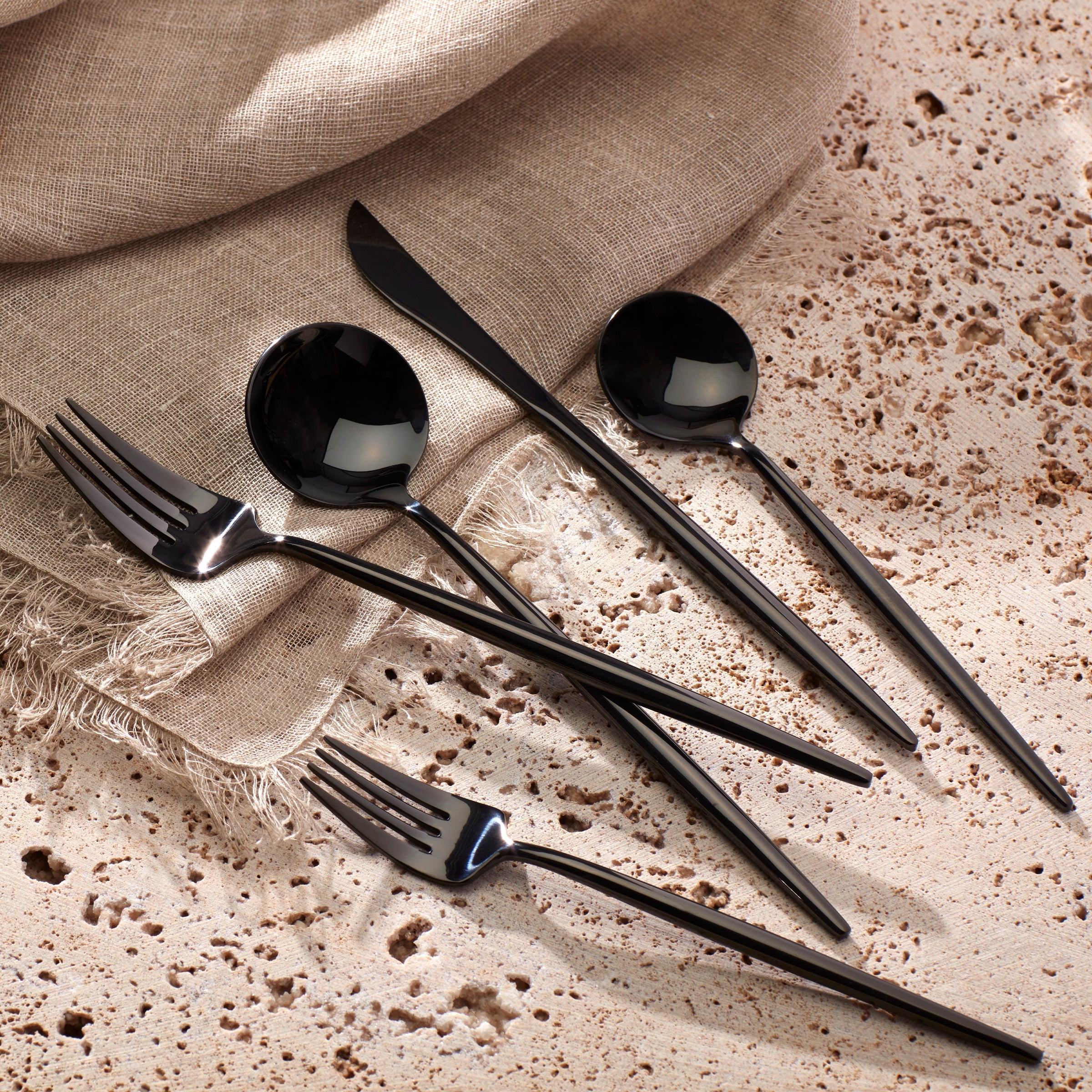 Zephyr Black Mirror 45 Piece Flatware Set - Image 2