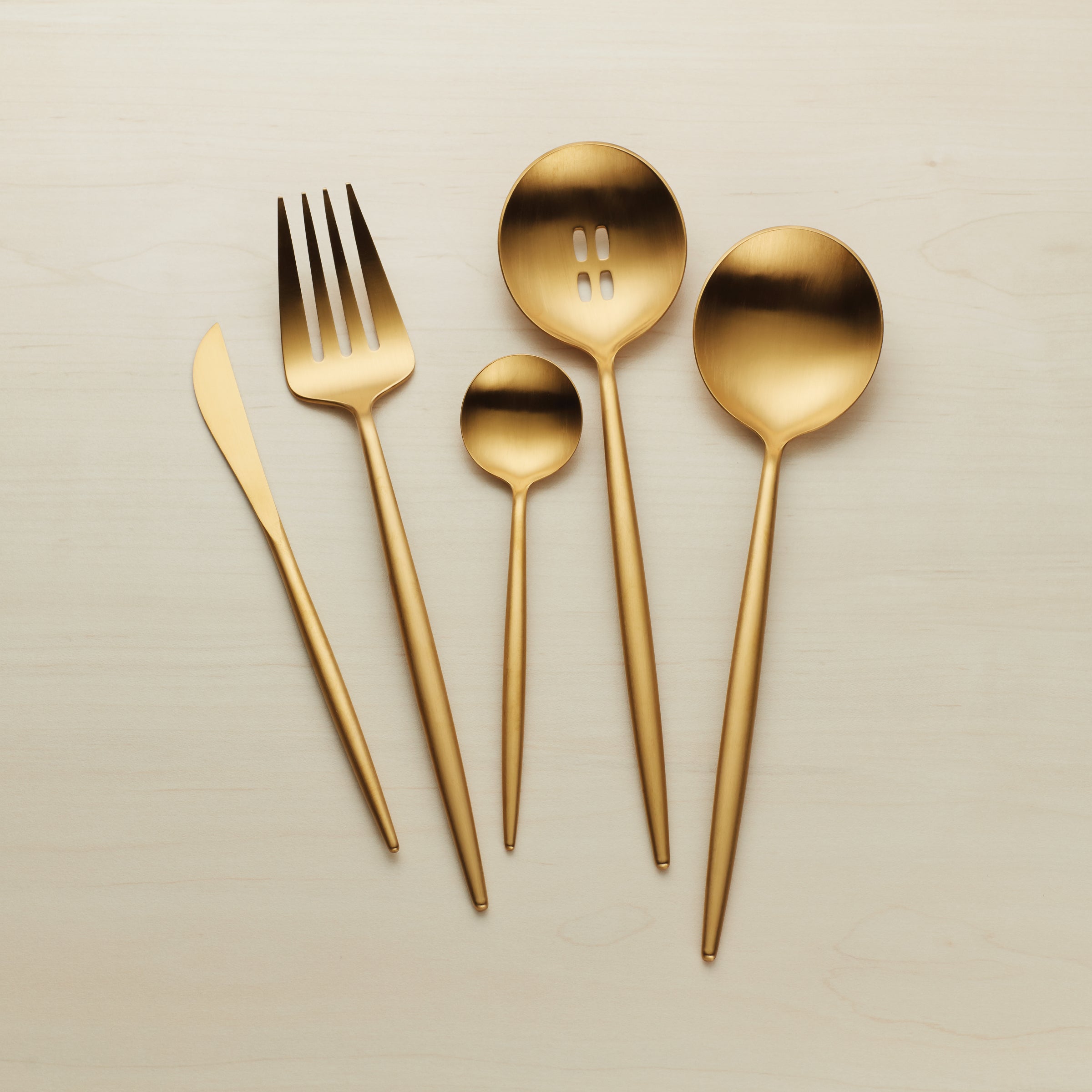 Zephyr Gold Satin 45 Piece Flatware Set - Image 10