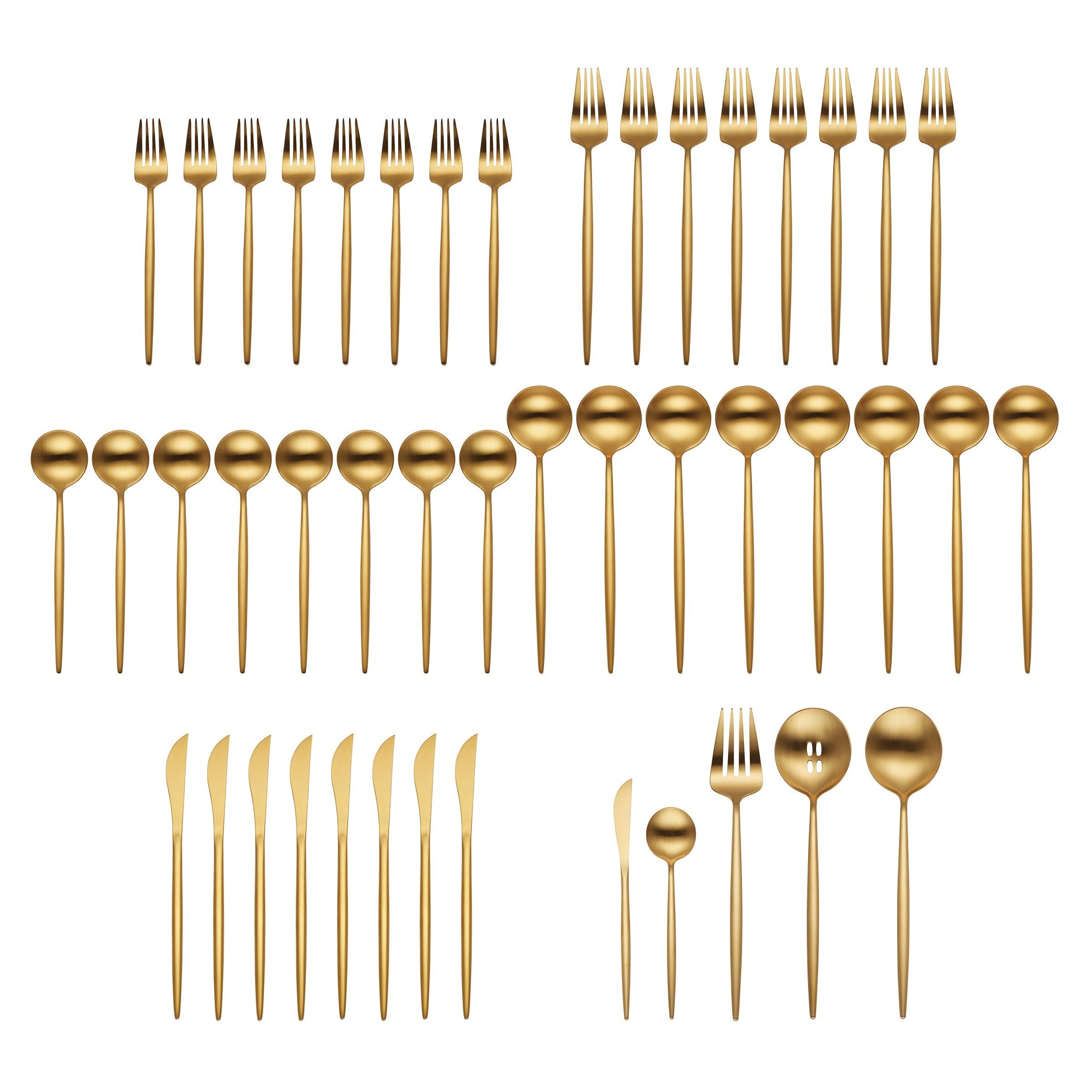 Zephyr Gold Satin 45 Piece Flatware Set - Image 6