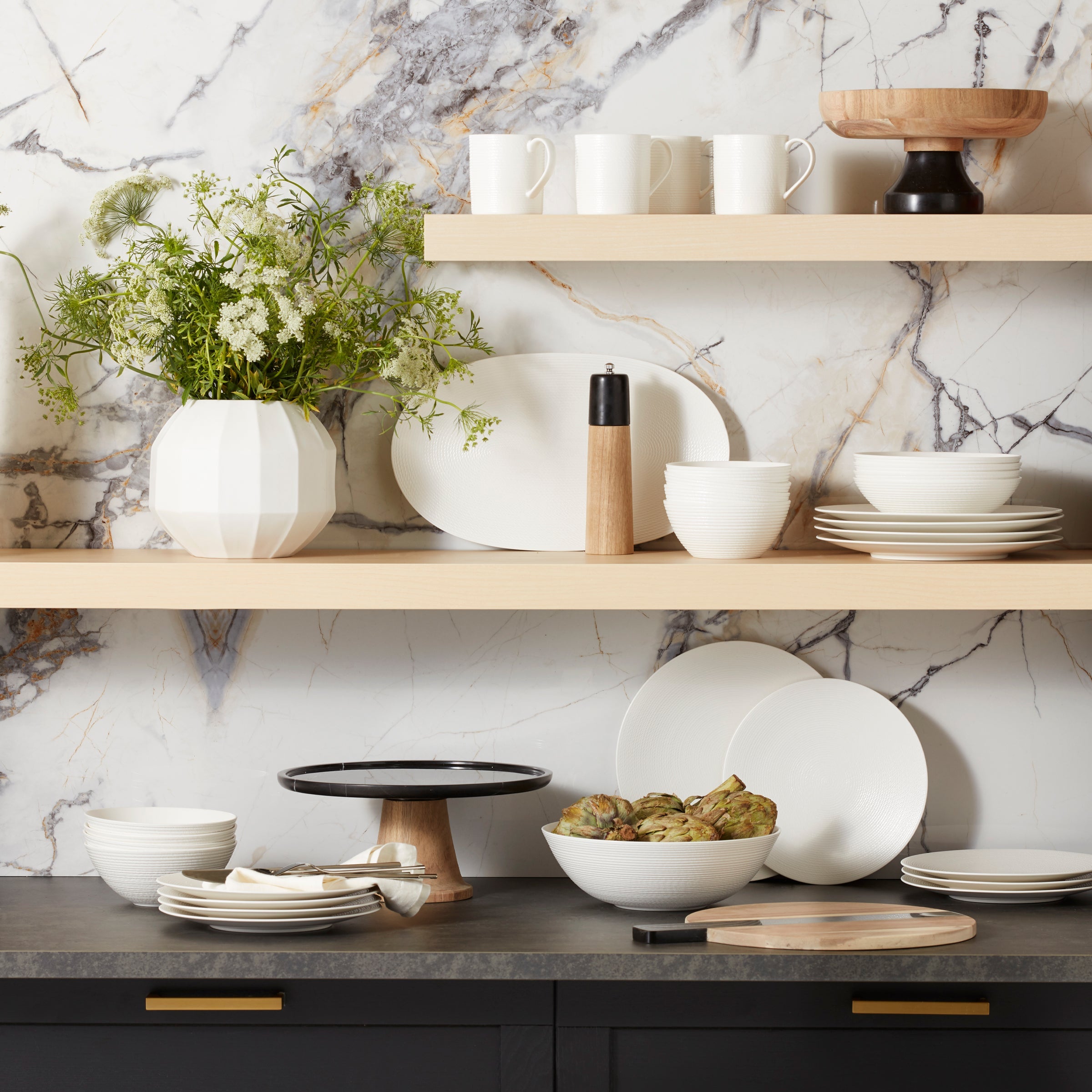 LX Collective White 12-Piece Dinnerware Set - Image 4