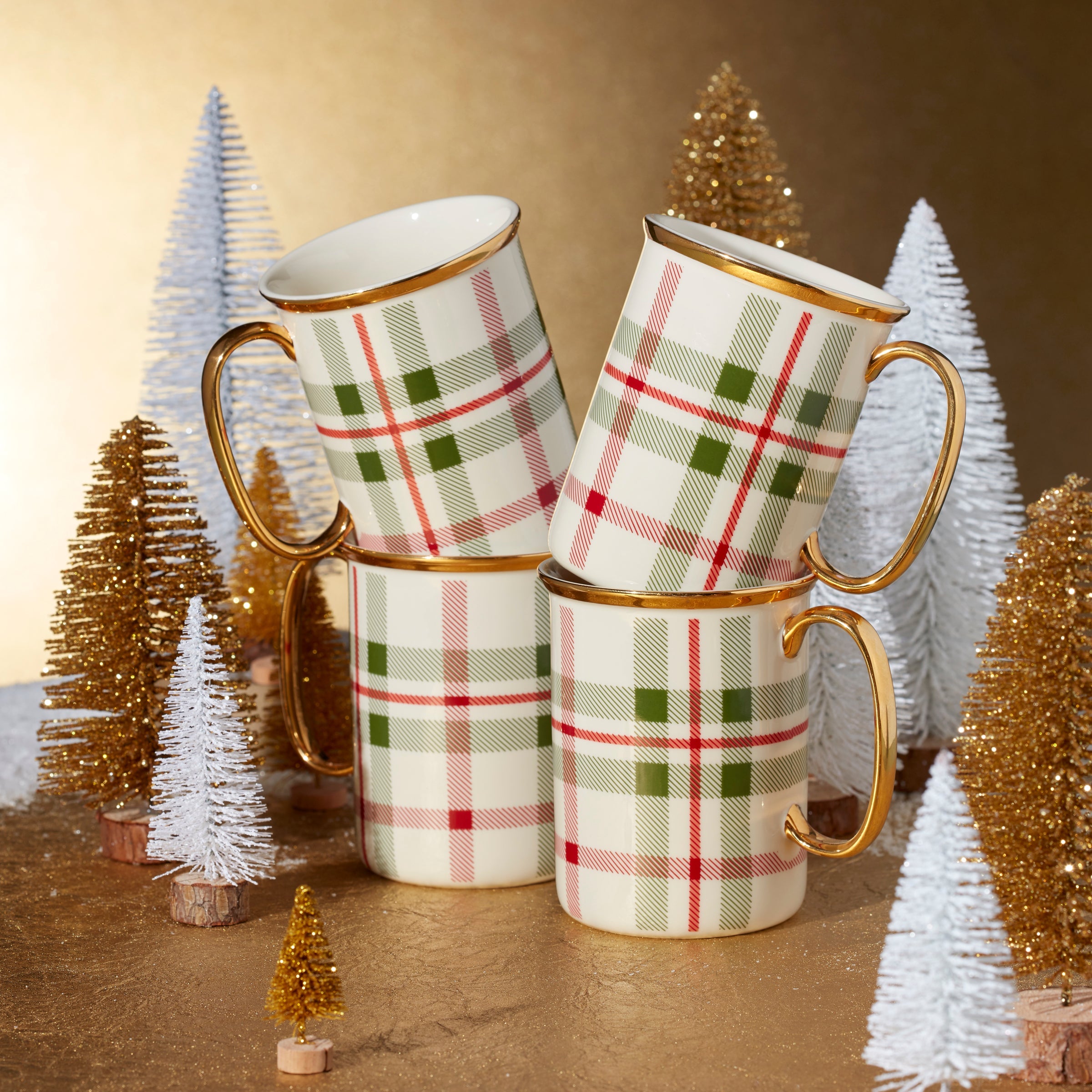 Holiday Plaid Mugs - Set of 4 - Image 2