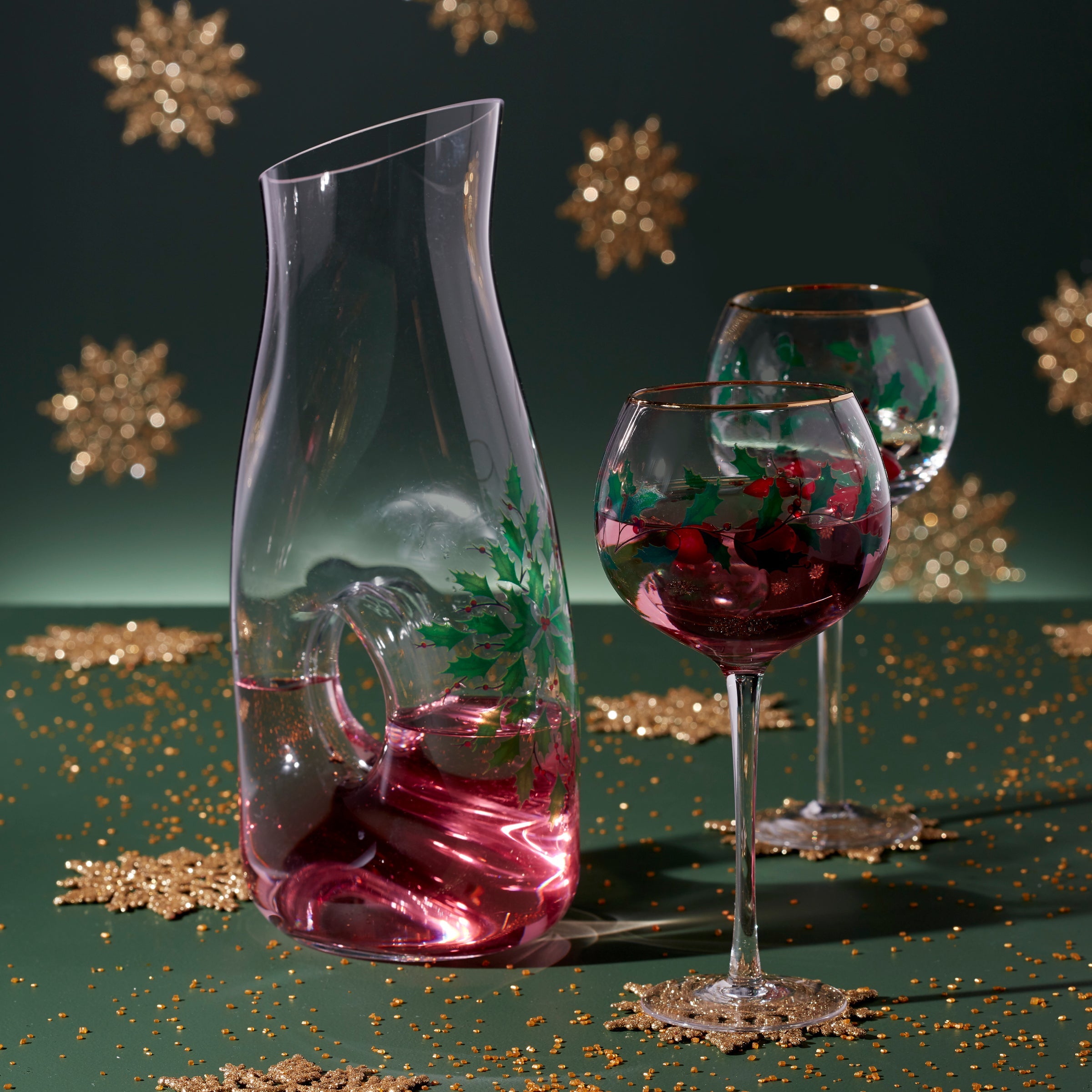 Holiday 3 pc Decanter & Wine Glasses Set - Image 5