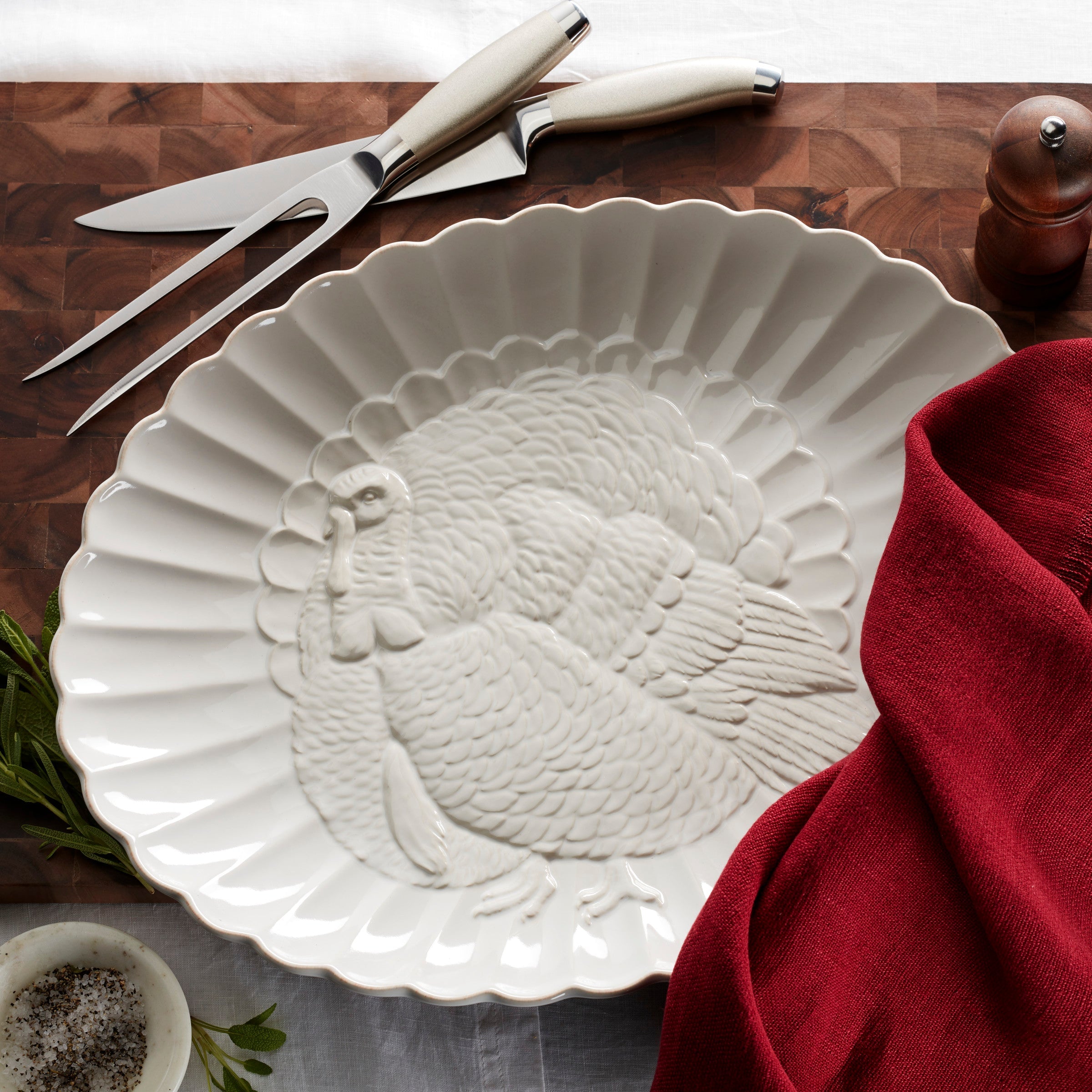 French Perle Carved Turkey Platter - Image 6