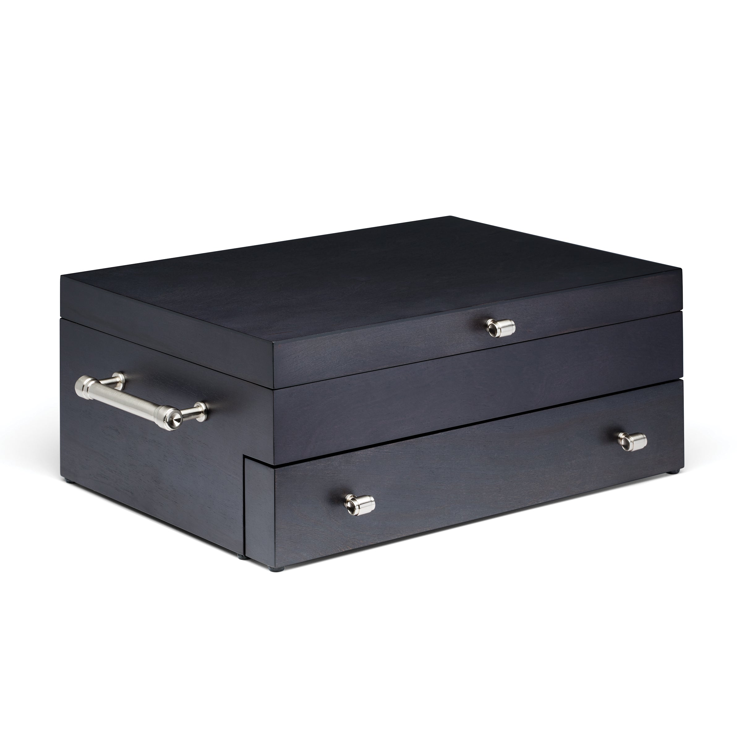 2 Tier Wood Charcoal Flatware Chest
