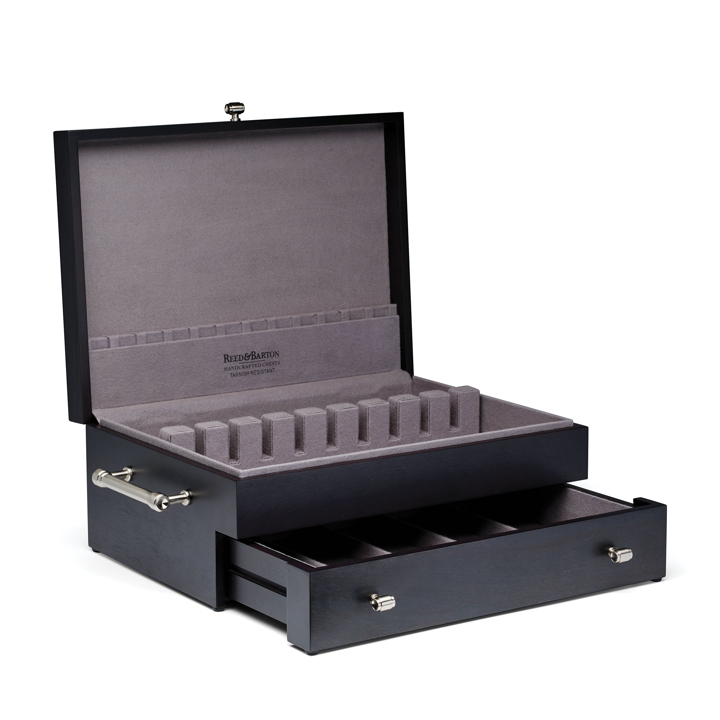 2 Tier Wood Charcoal Flatware Chest - Image 2