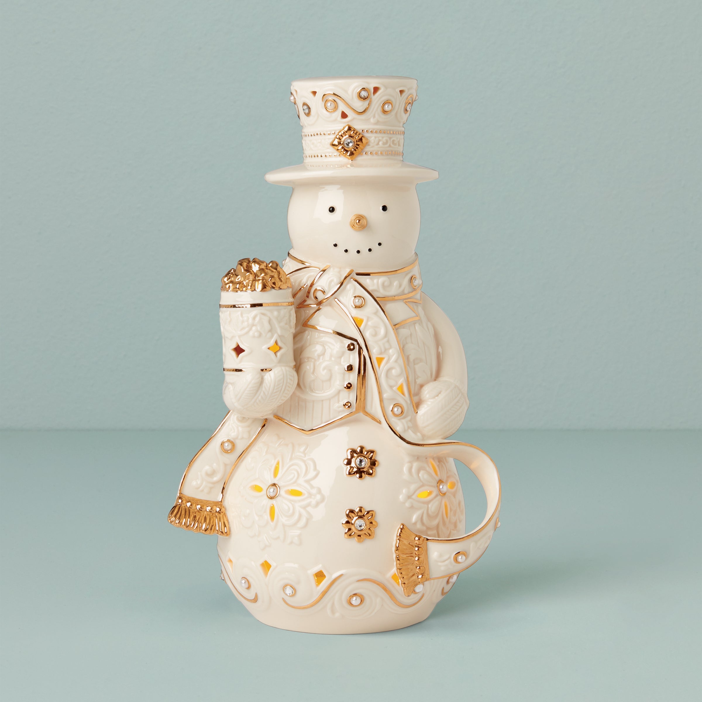 Florentine & Pearl Lit Snowman Figurine