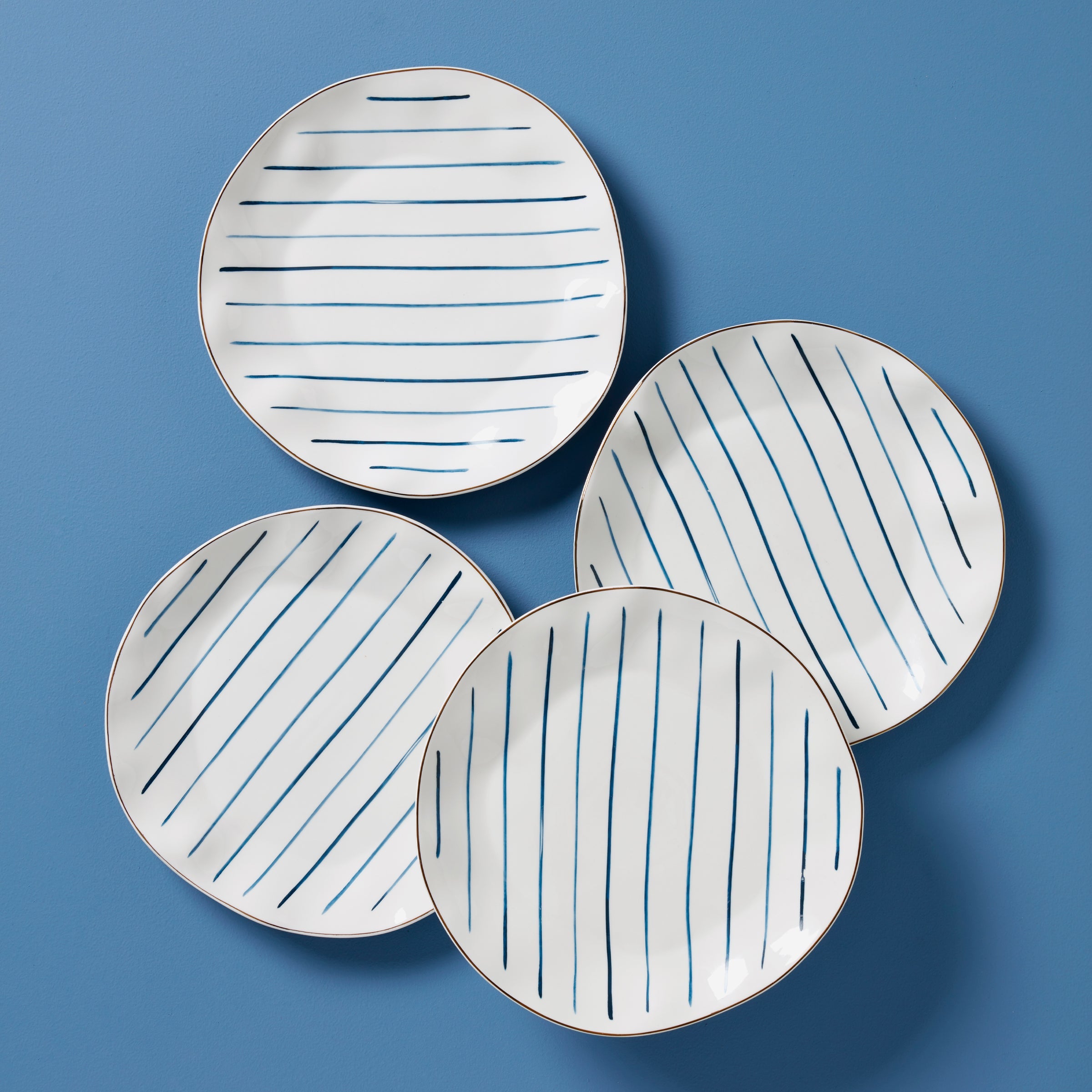 Blue Bay Stripes Dinner Plates - Set of 4