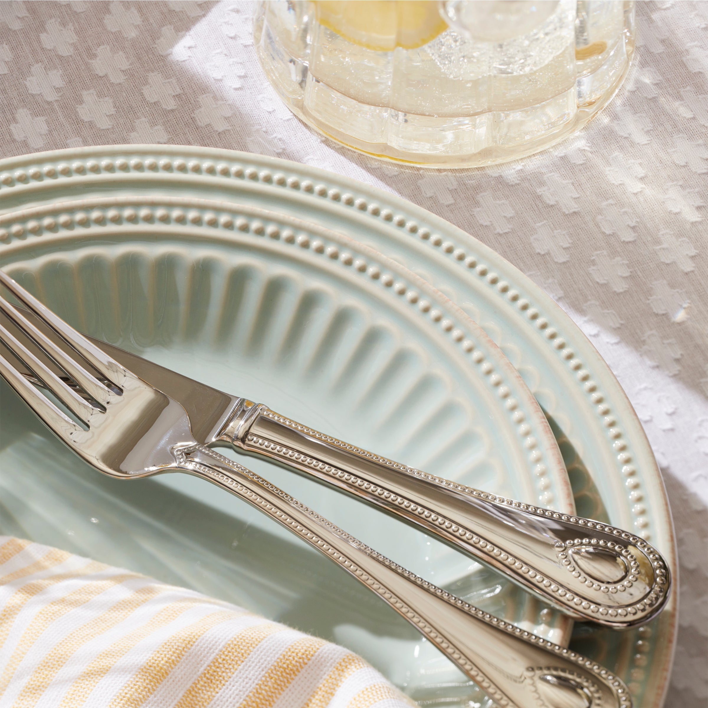 French Perle Groove Ice Blue 12-Piece Place Setting - Image 6