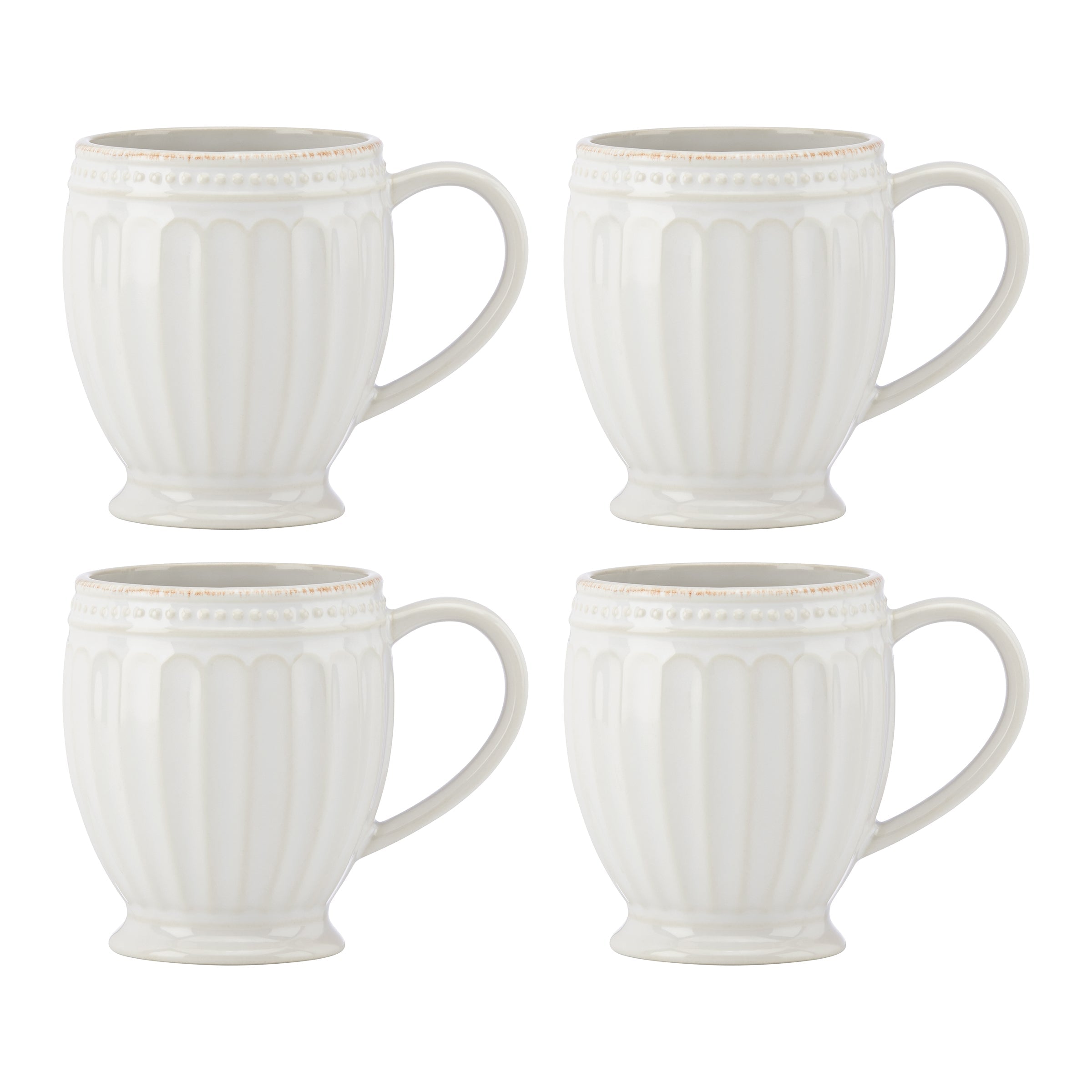 French Perle Groove Mugs - Set of 4