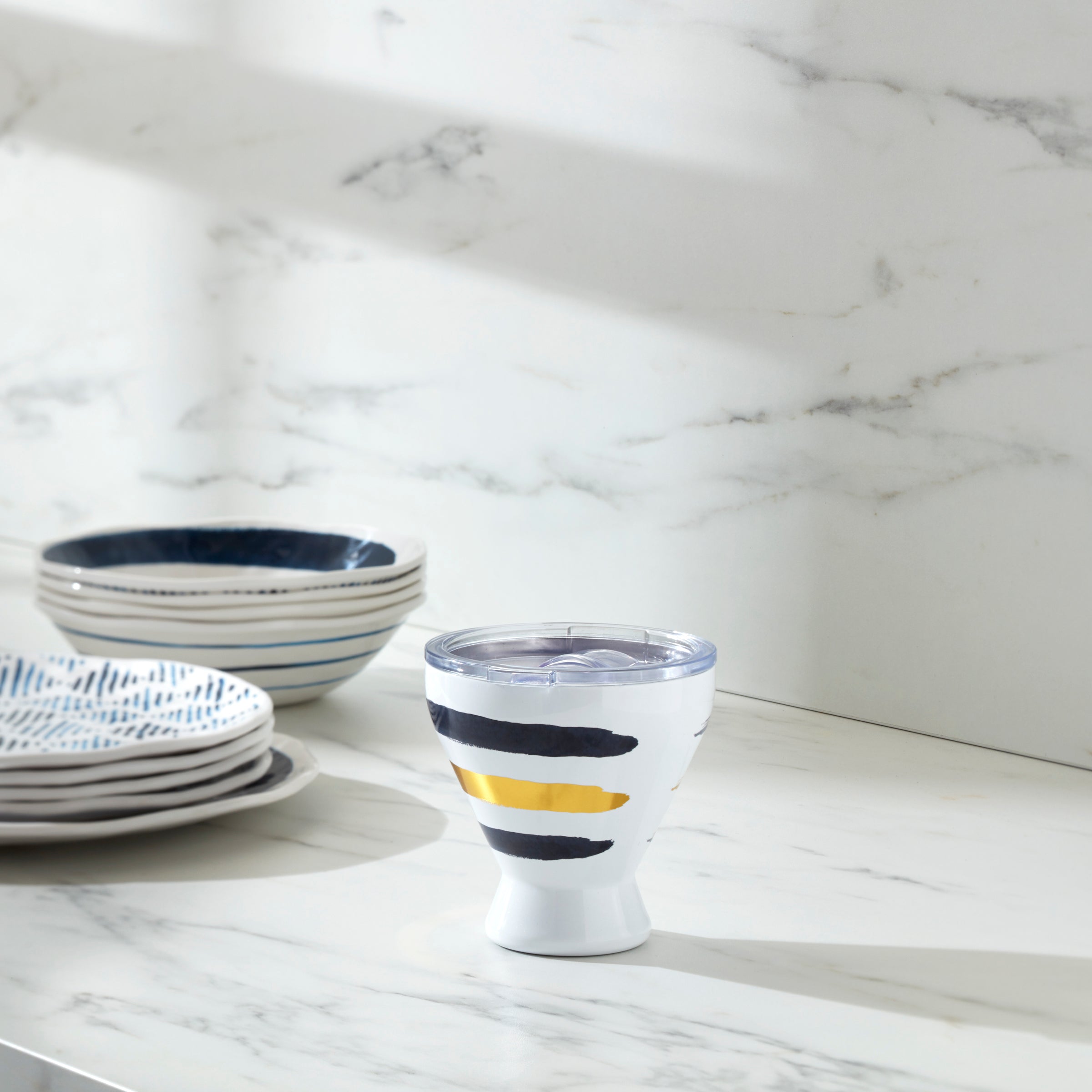 Blue Bay Stripe Stainless Steel Cocktail Tumbler - Image 2