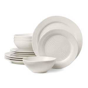 Ridge White 12-Piece Dinnerware Set
