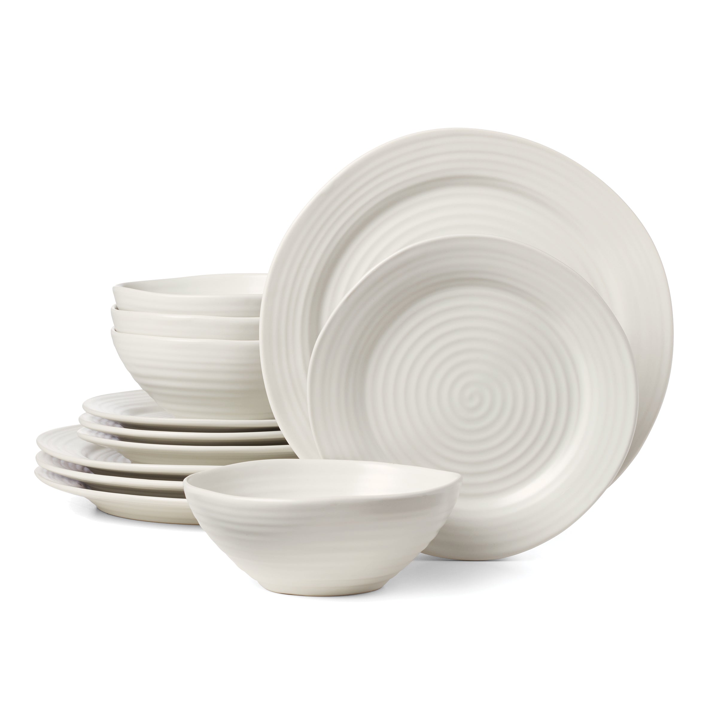 Ridge White 12-Piece Dinnerware Set