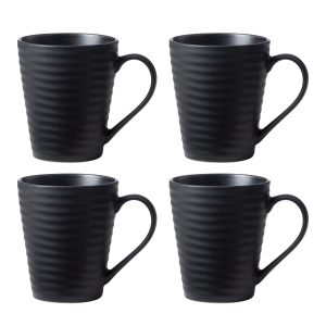 Ridge Black Mugs - Set of 4