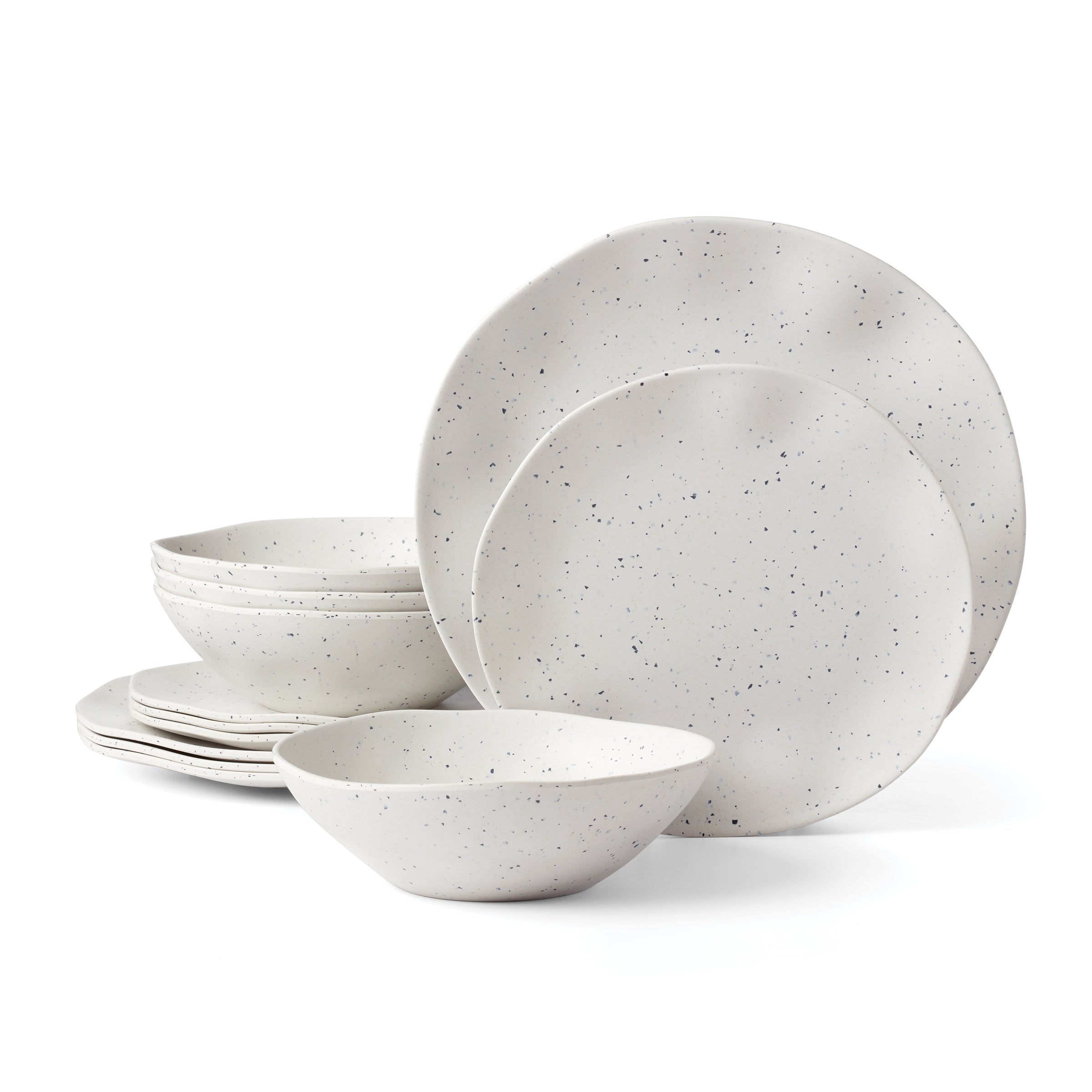 Terrazzo Melamine Cream 12-Piece Dinnerware Set