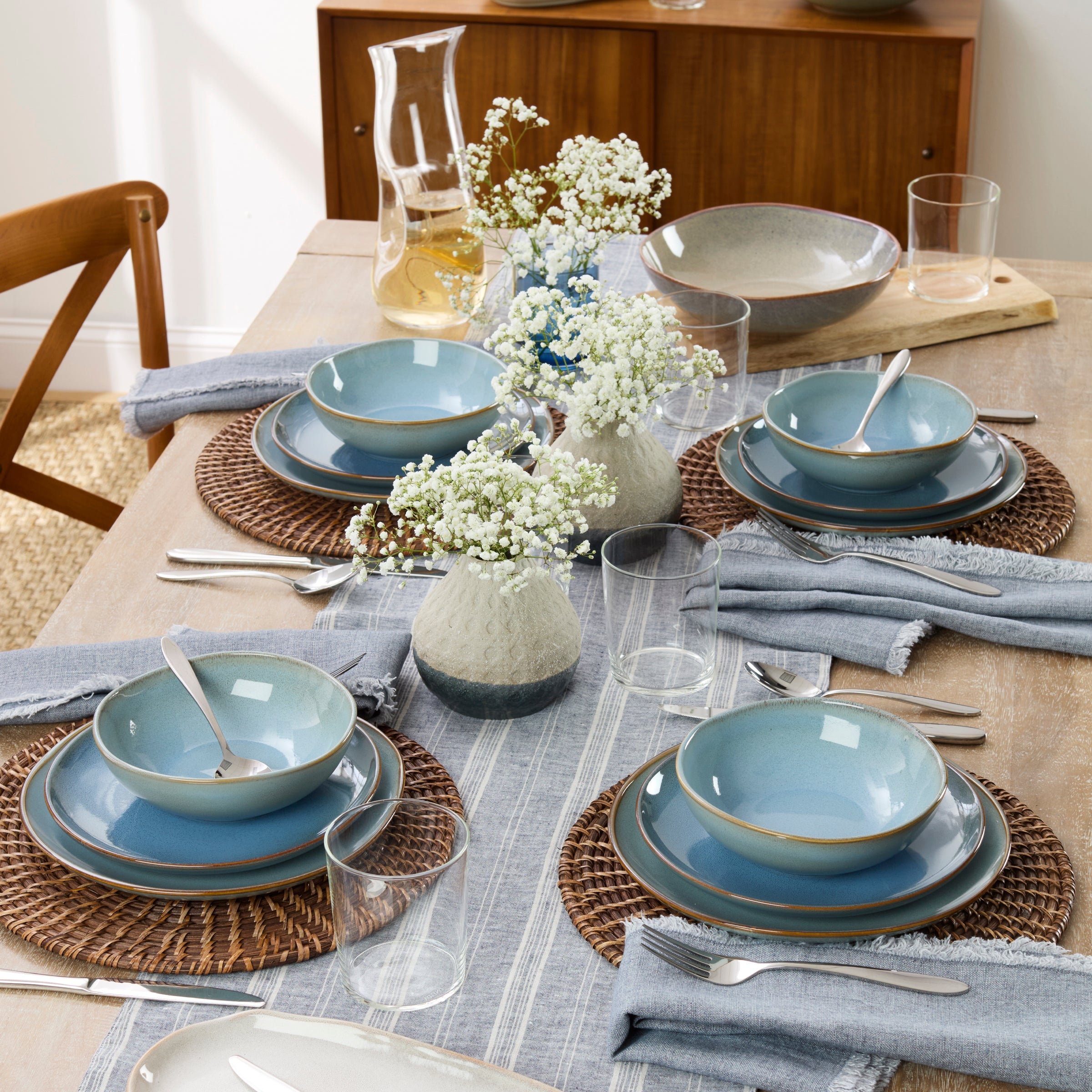 Organic Shades Blue 12-Piece Dinnerware Set - Image 2