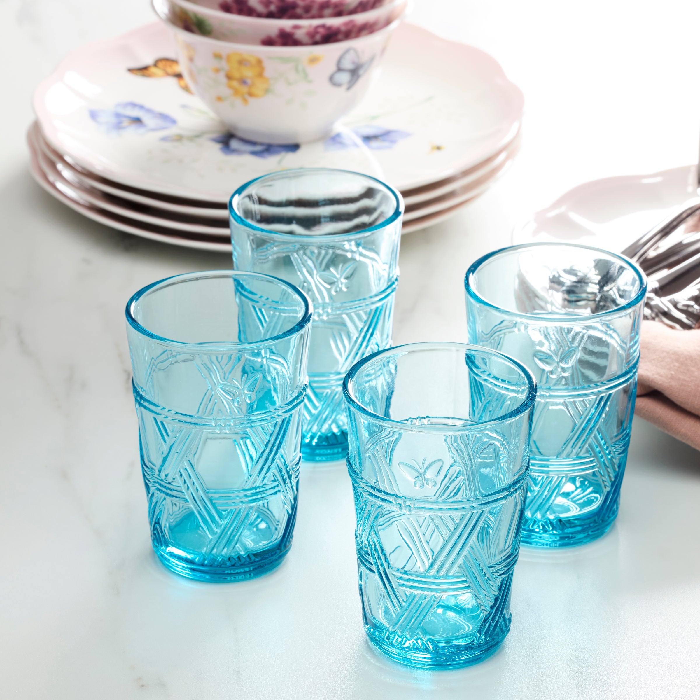 Butterfly Meadow Blue Tall Glasses - Set Of 4 - Image 5