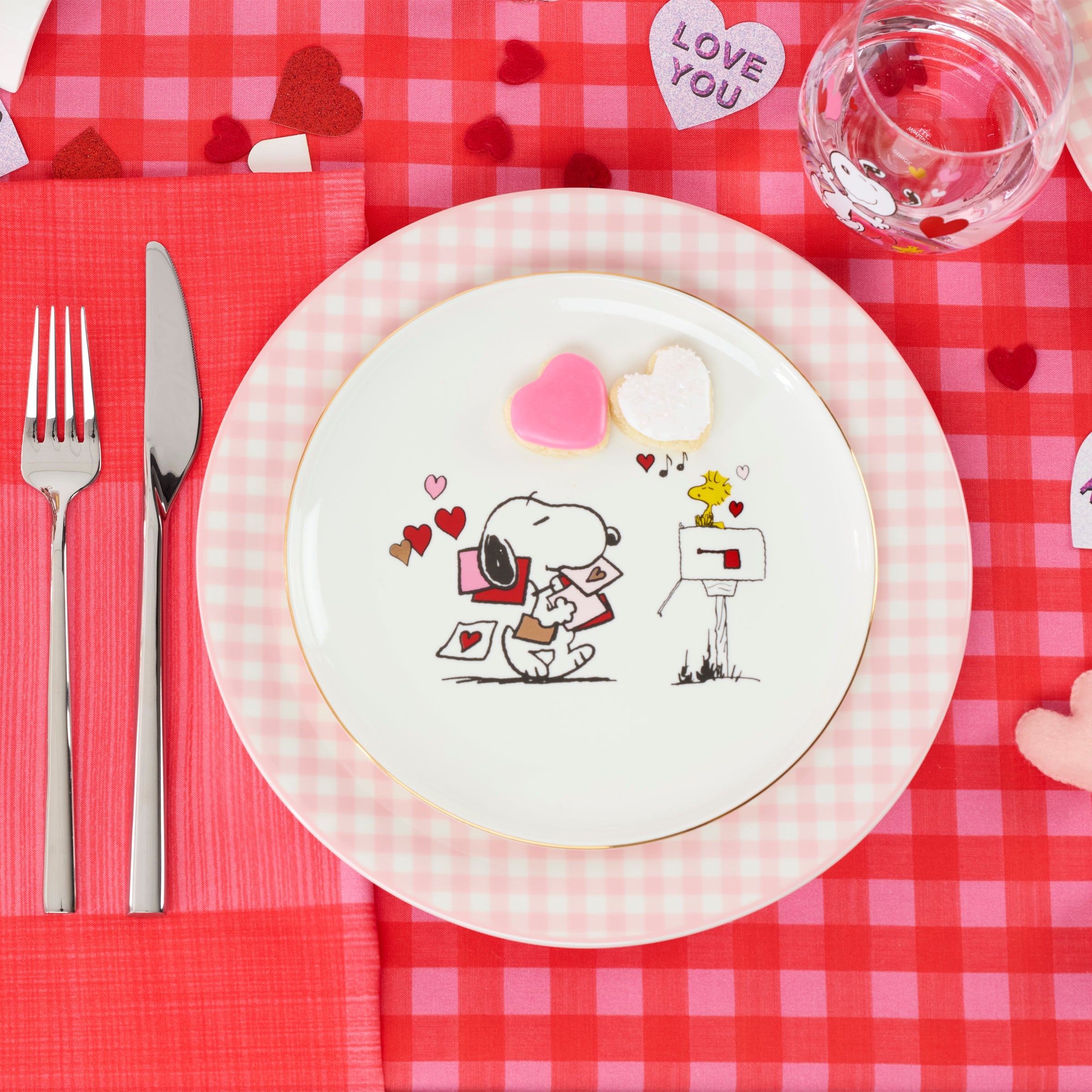 Gingham Pink Dinner Plates - Set of 4 - Image 5