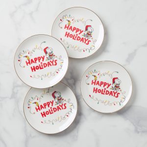 Snoopy Christmas Accent Plates - Set of 4