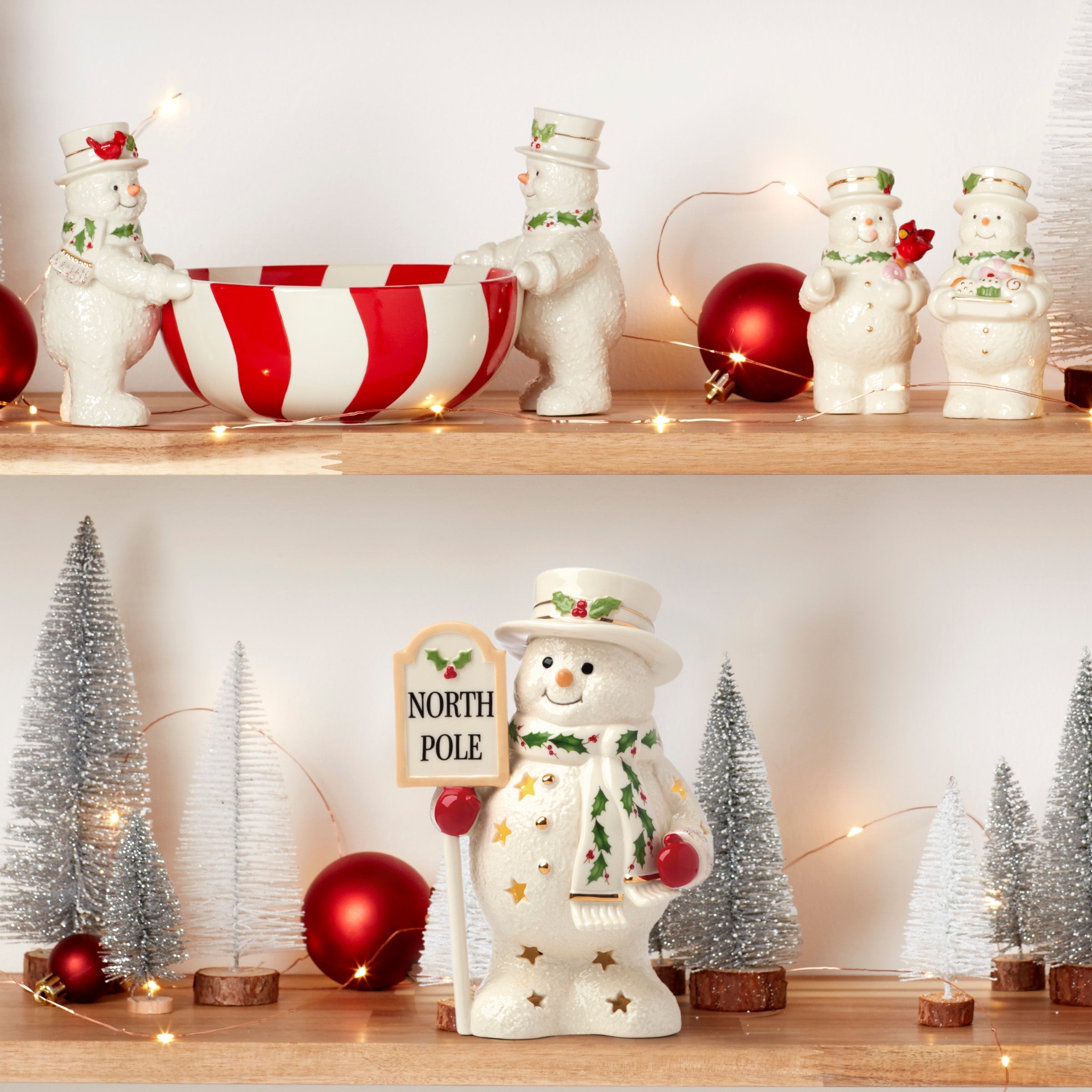Happy Holly Days North Pole Snowman Lit Figurine - Image 4