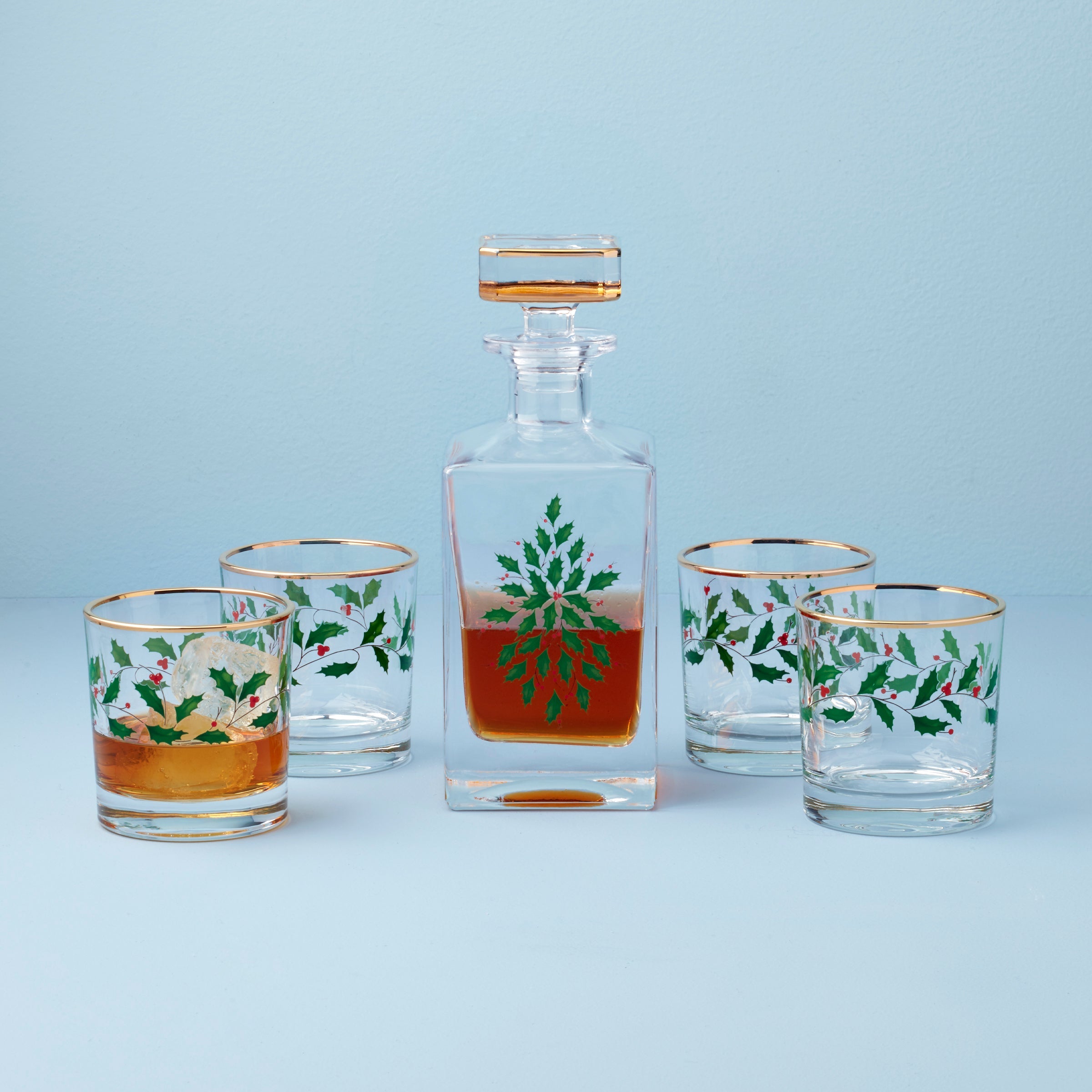 Holiday 5 pc Decanter & Whiskey Glass Set - Image 2