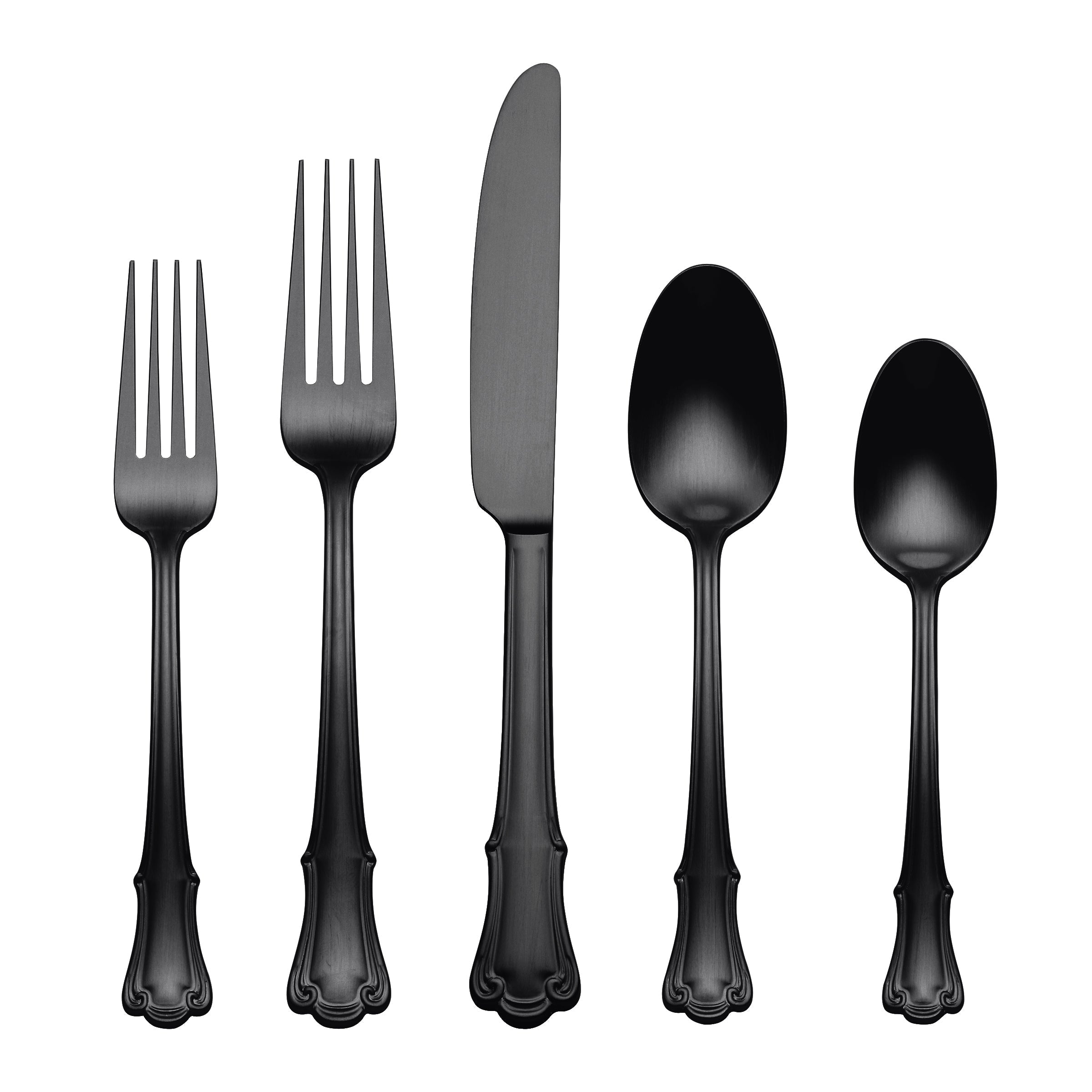 James Street Black Satin 20 Piece Flatware Set