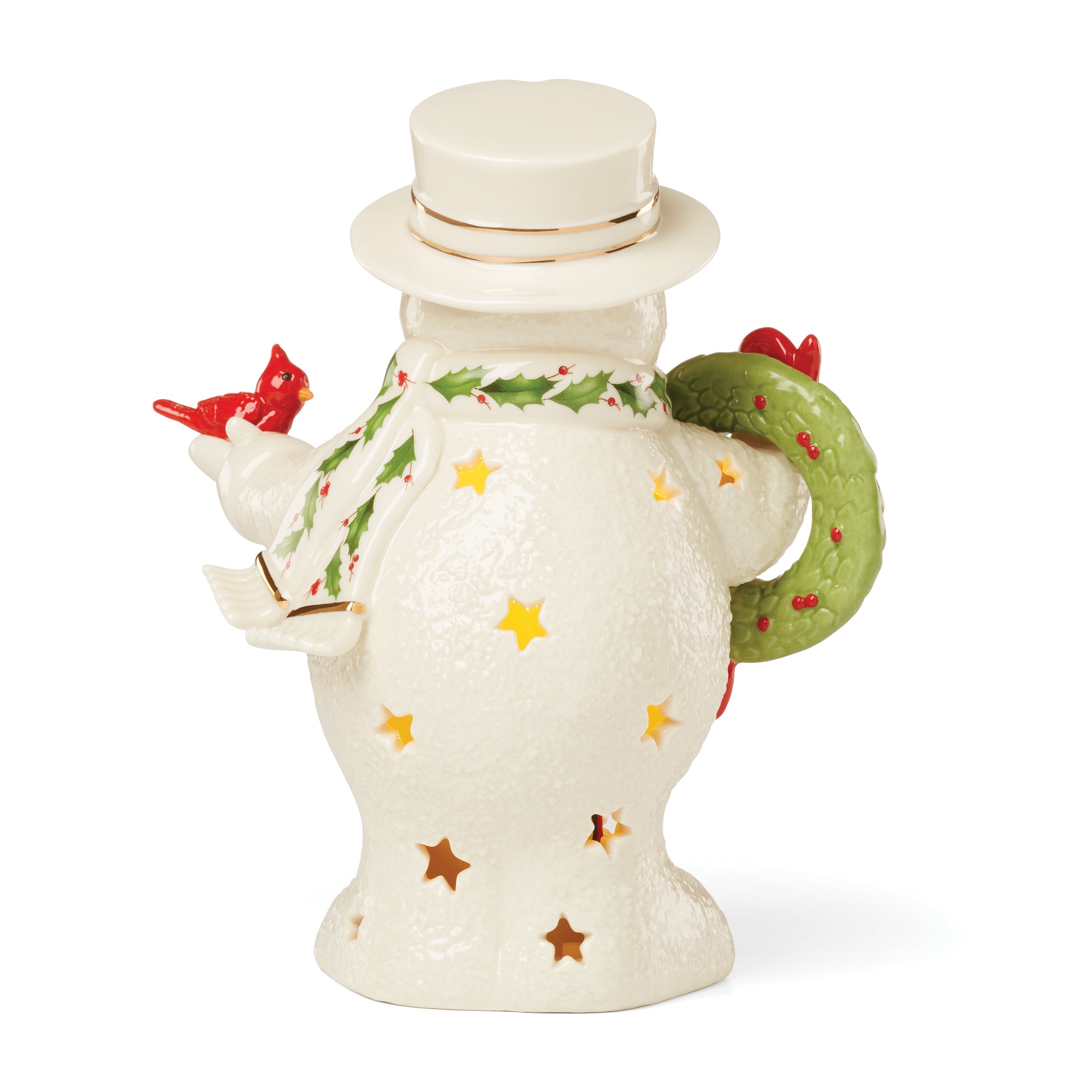 Happy Holly Days Snowman Holding Wreath Figurine - Image 6