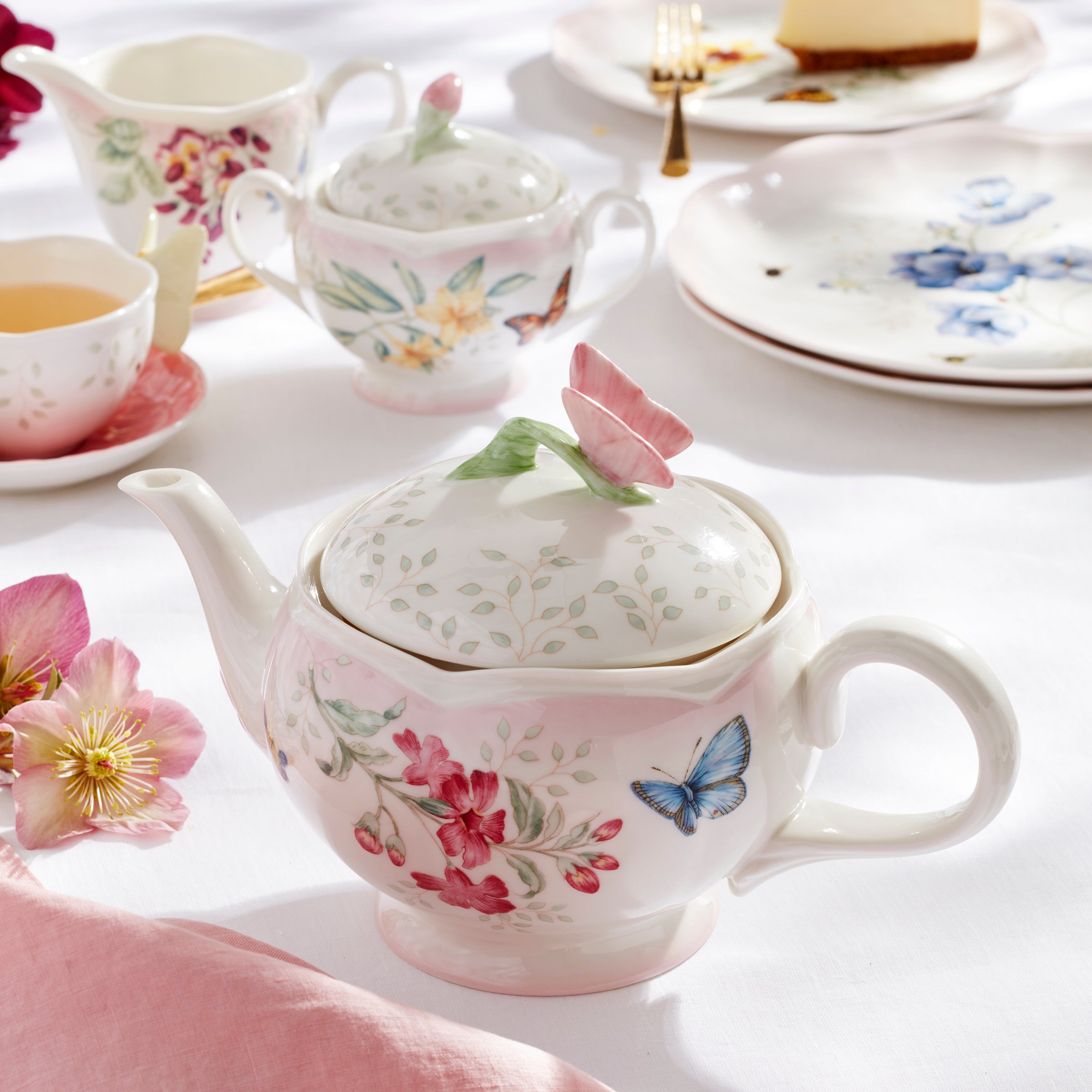 Butterfly Meadow Pink Ombre 5-Piece Tea Set - Image 3