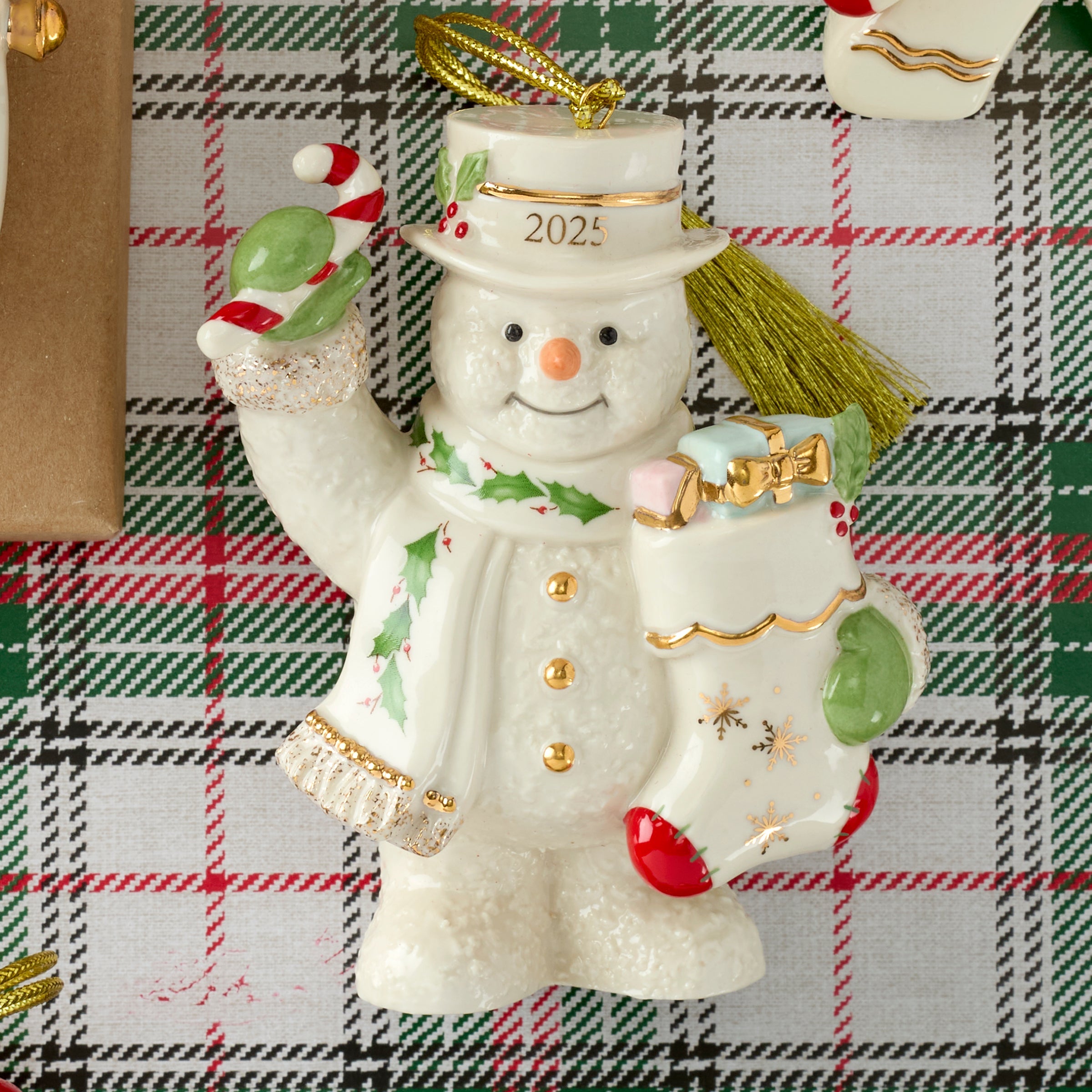 2025 Snowman With Stocking Ornament - Image 3