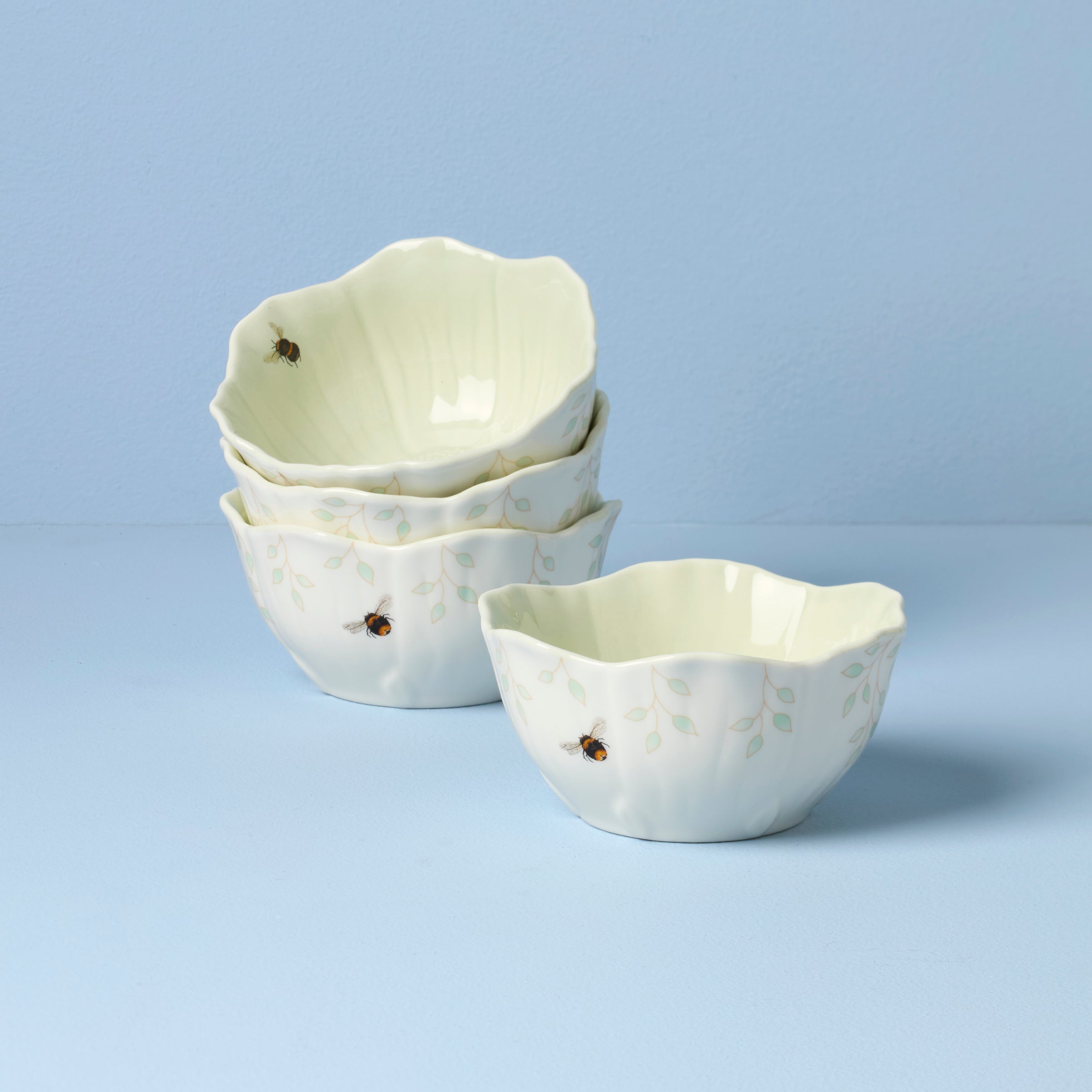 Butterfly Meadow Floral Green Dessert Bowls - Set of 4