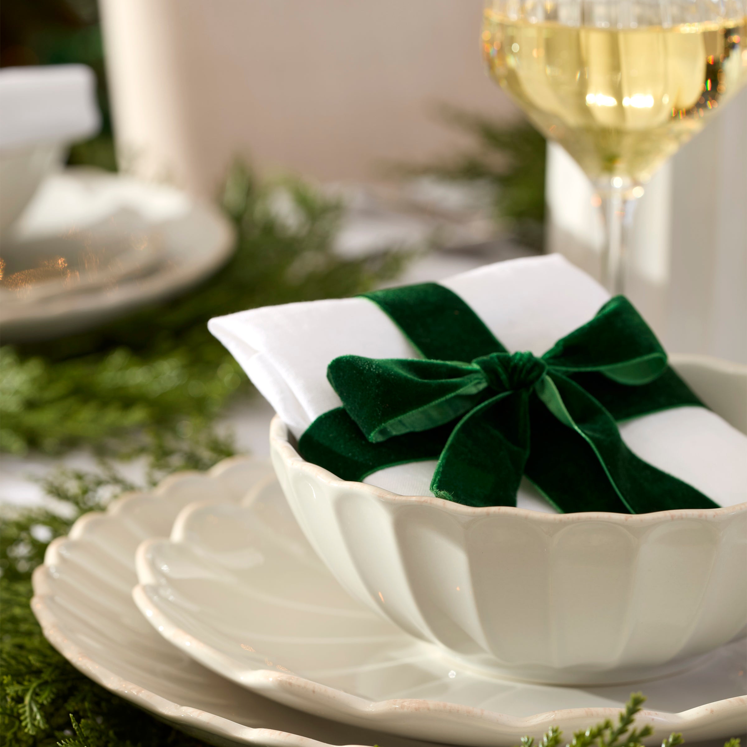 French Perle Scallop White 12-Piece Dinnerware Set - Image 5