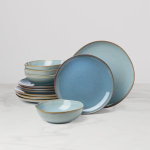 Organic Shades Blue 12-Piece Dinnerware Set