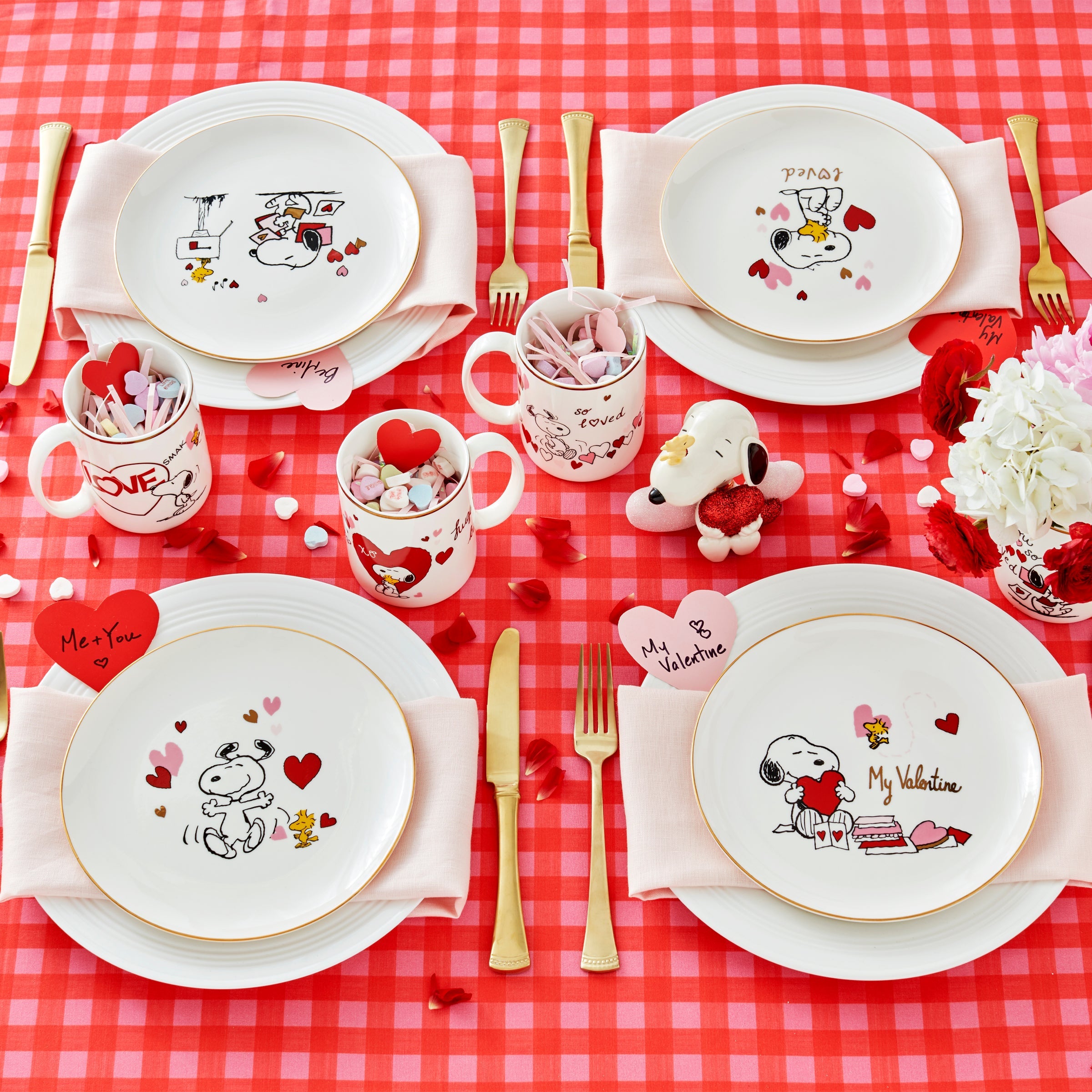 Gingham Pink Dinner Plates - Set of 4 - Image 7