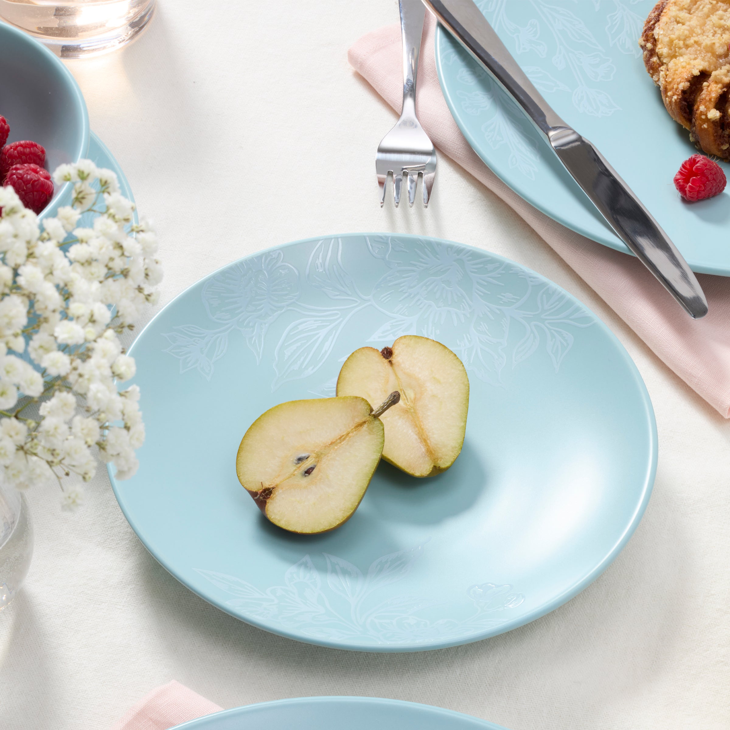 Roseto French Blue 12-Piece Dinnerware Set - Image 4