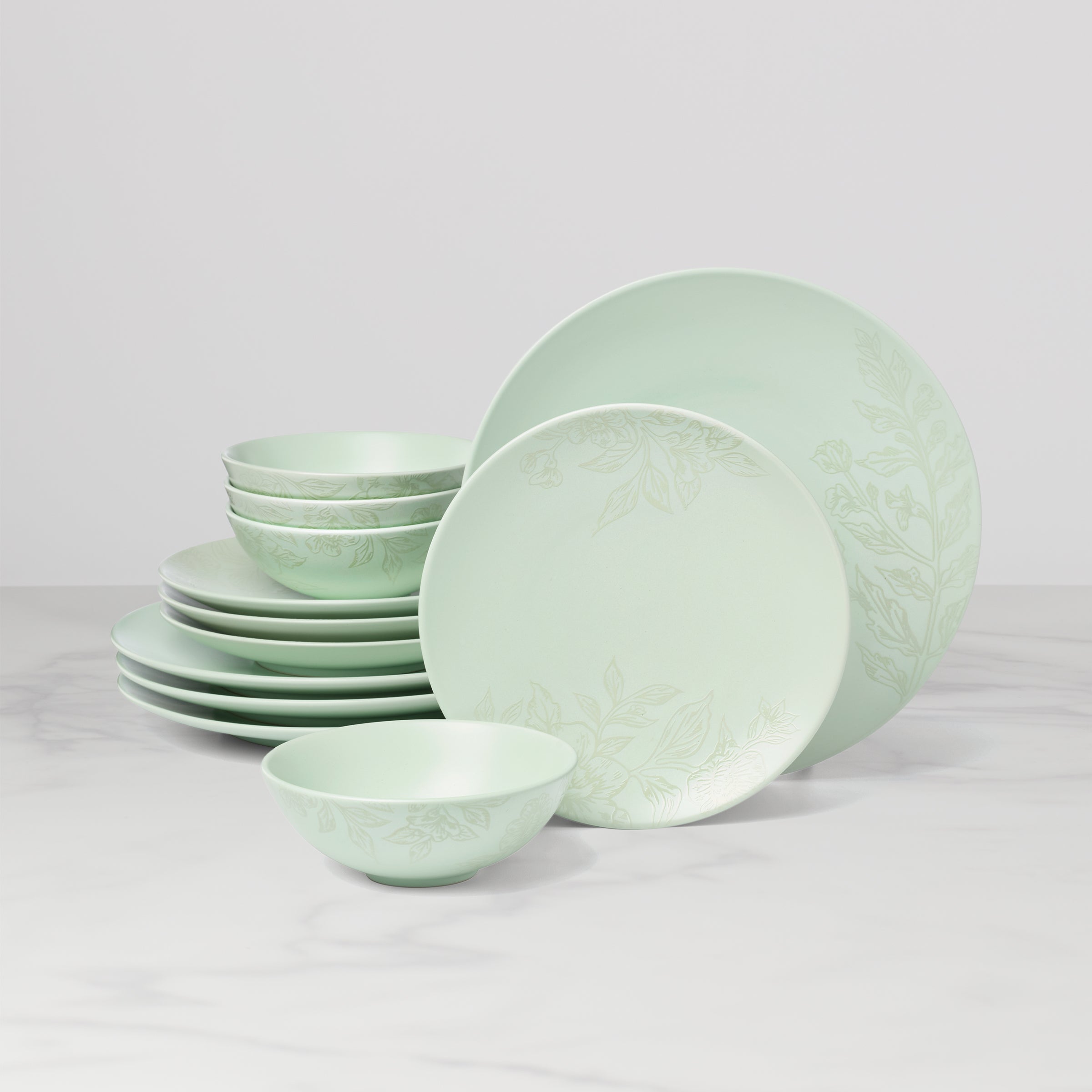 Roseto Soft Sage 12-Piece Dinnerware Set