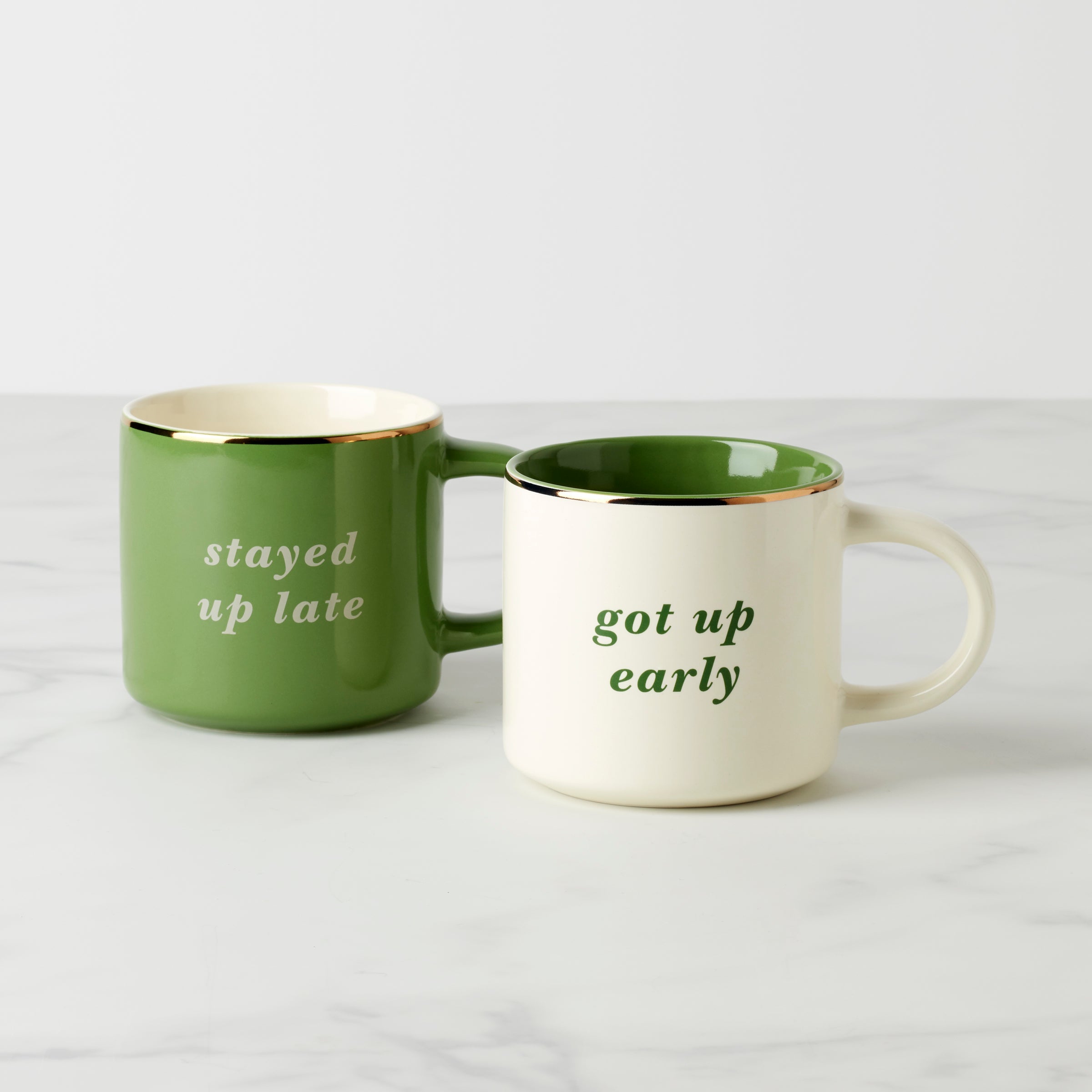 Two of a Kind Got Up Early & Stayed Up Late Mugs - Set of 2