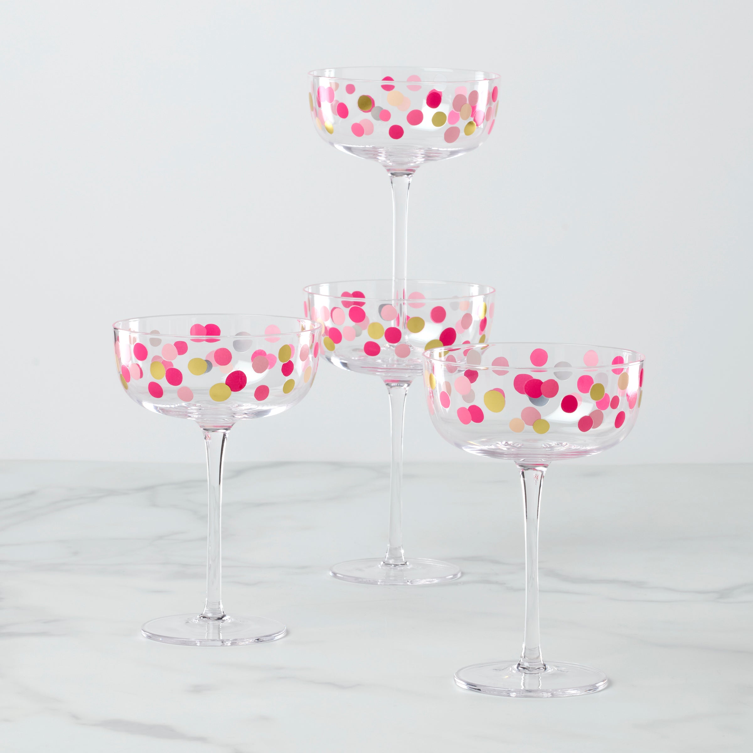 It's Raining Confetti Coupe Glasses - Set Of 4