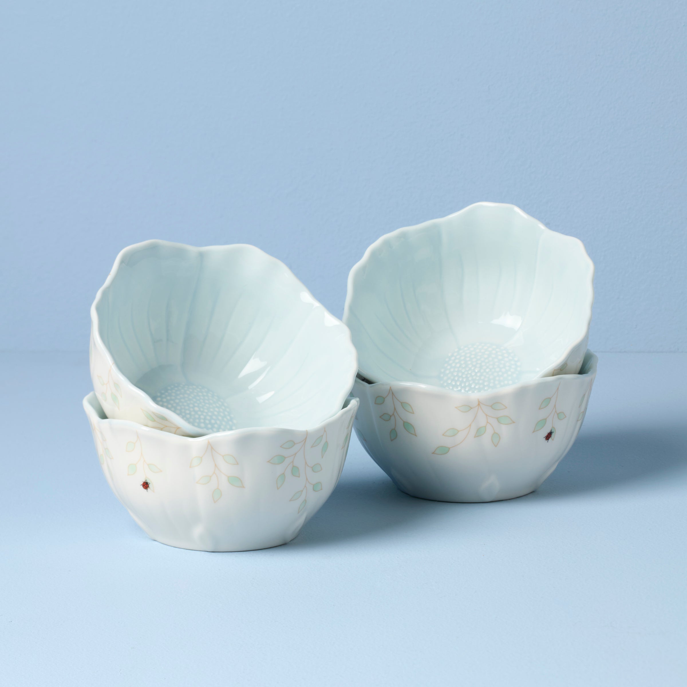 Butterfly Meadow Floral Blue Dessert Bowls - Set of 4