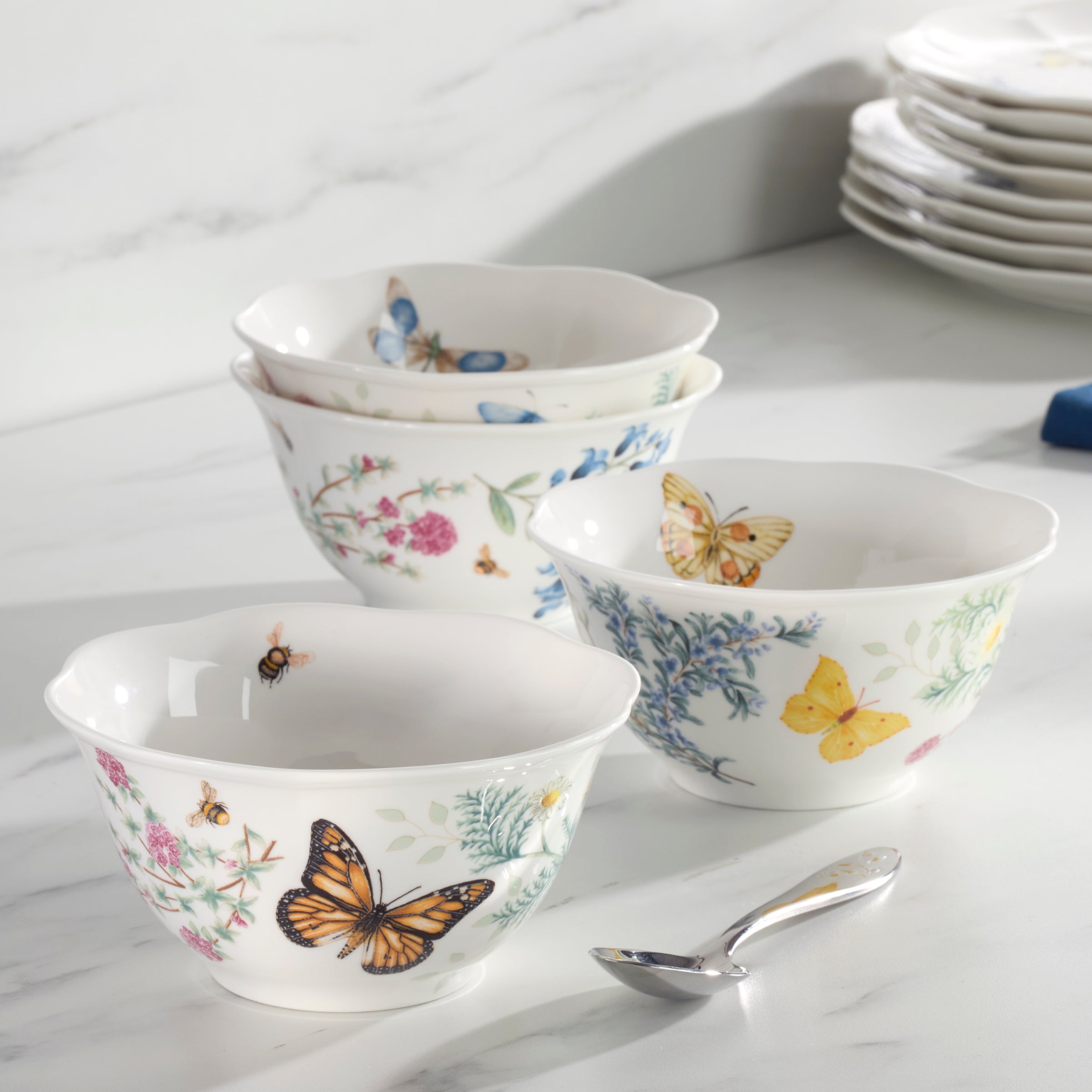 Butterfly Meadow Herbs Rice Bowls - Set of 4 - Image 7