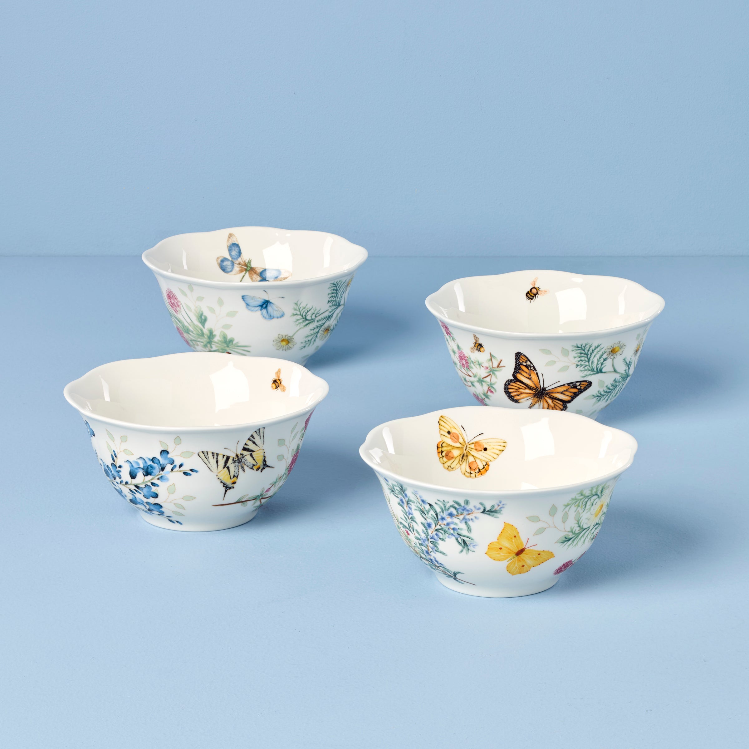 Butterfly Meadow Herbs Rice Bowls - Set of 4