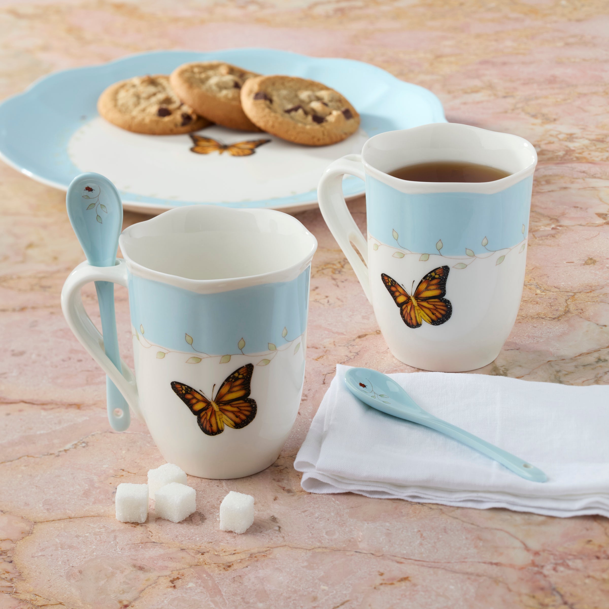Butterfly Meadow Color Mugs With Spoons - Set of 8 - Image 3