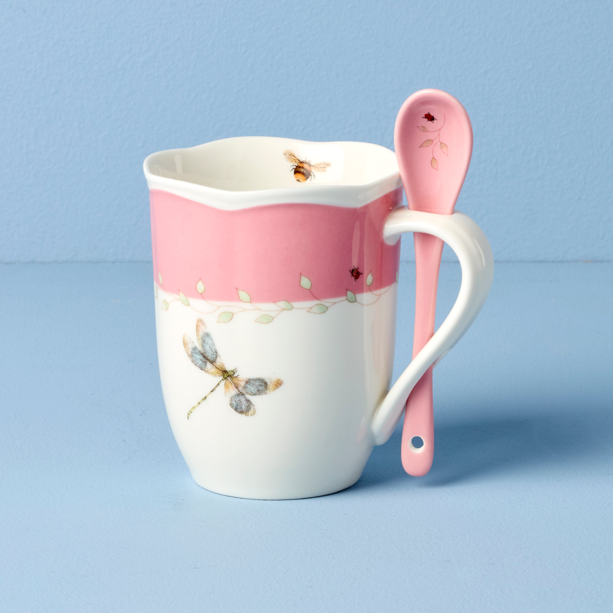 Butterfly Meadow Pink Mugs With Spoons - Set of 2 - Image 3
