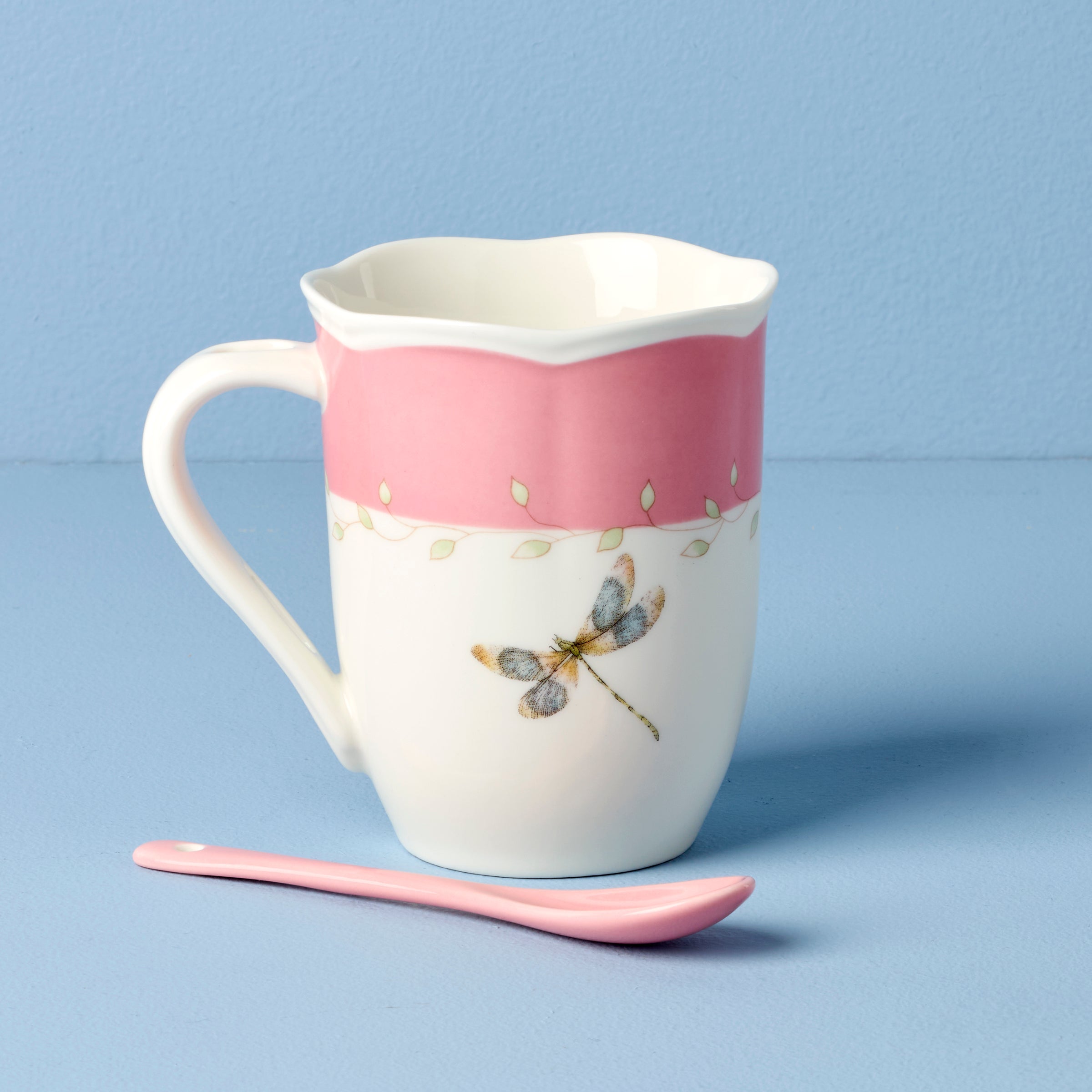 Butterfly Meadow Pink Mugs With Spoons - Set of 2 - Image 4