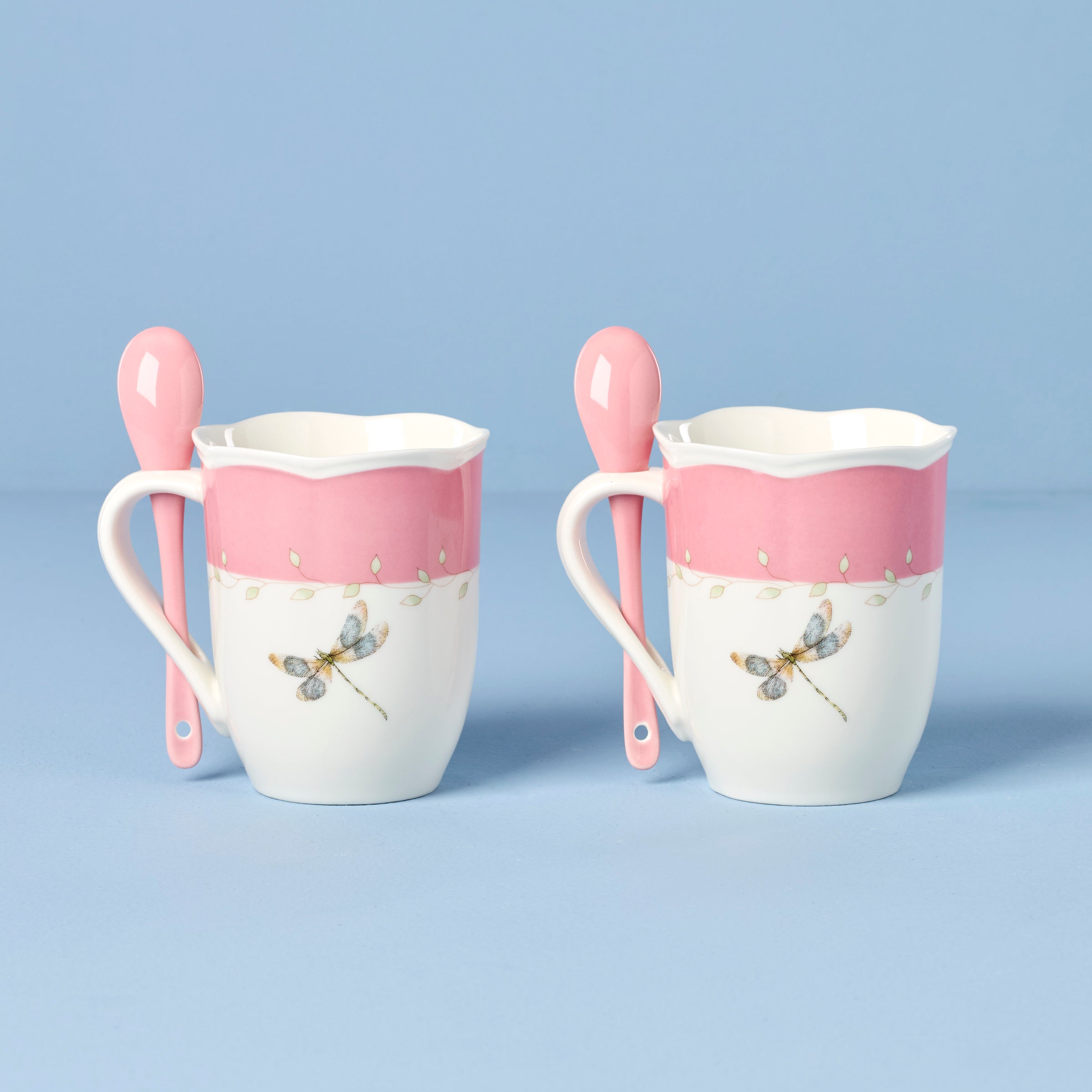 Butterfly Meadow Pink Mugs With Spoons - Set of 2 - Image 2