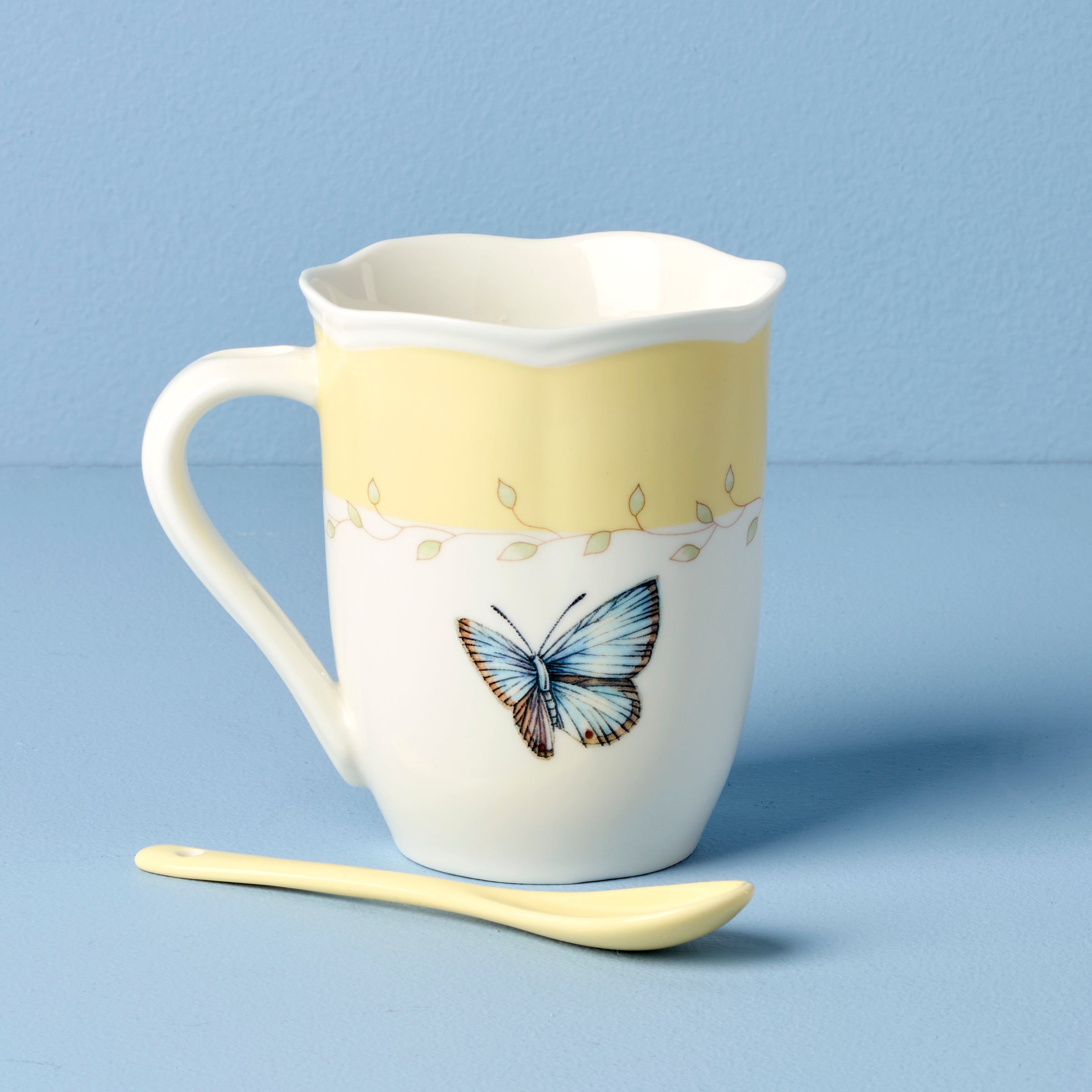 Butterfly Meadow Yellow Mugs With Spoons - Set of 2 - Image 4