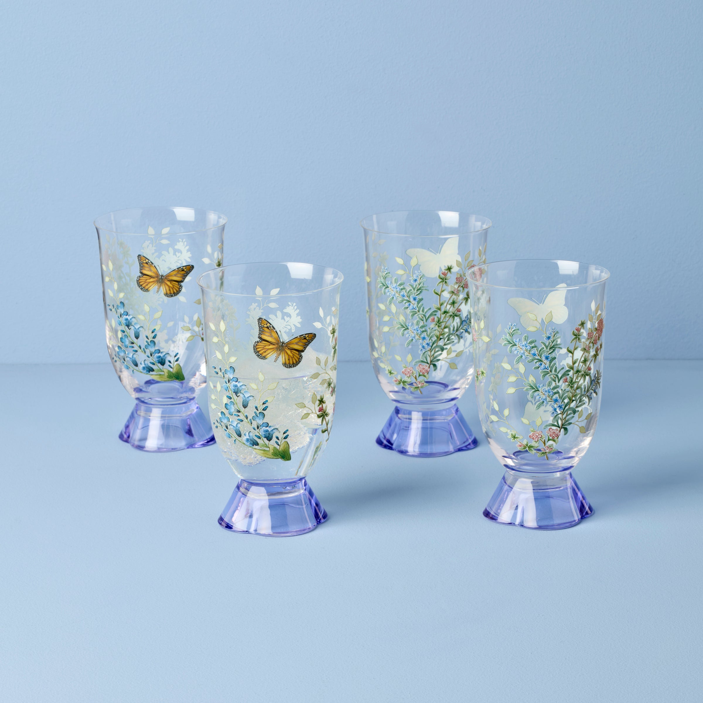 Butterfly Meadow Herbs Tall Tumblers - Set Of 4