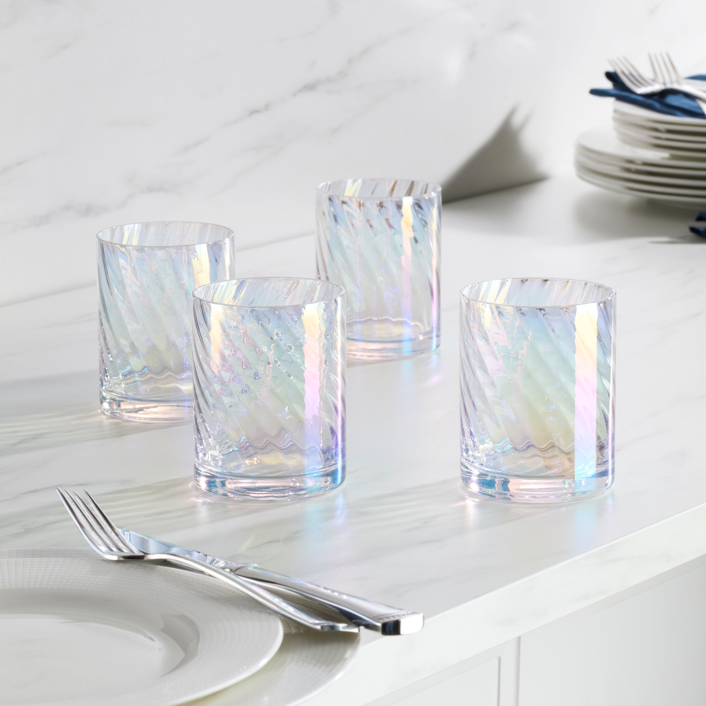 Tuscany Classics Iridescent Double Old Fashion Glasses - Set - Image 4