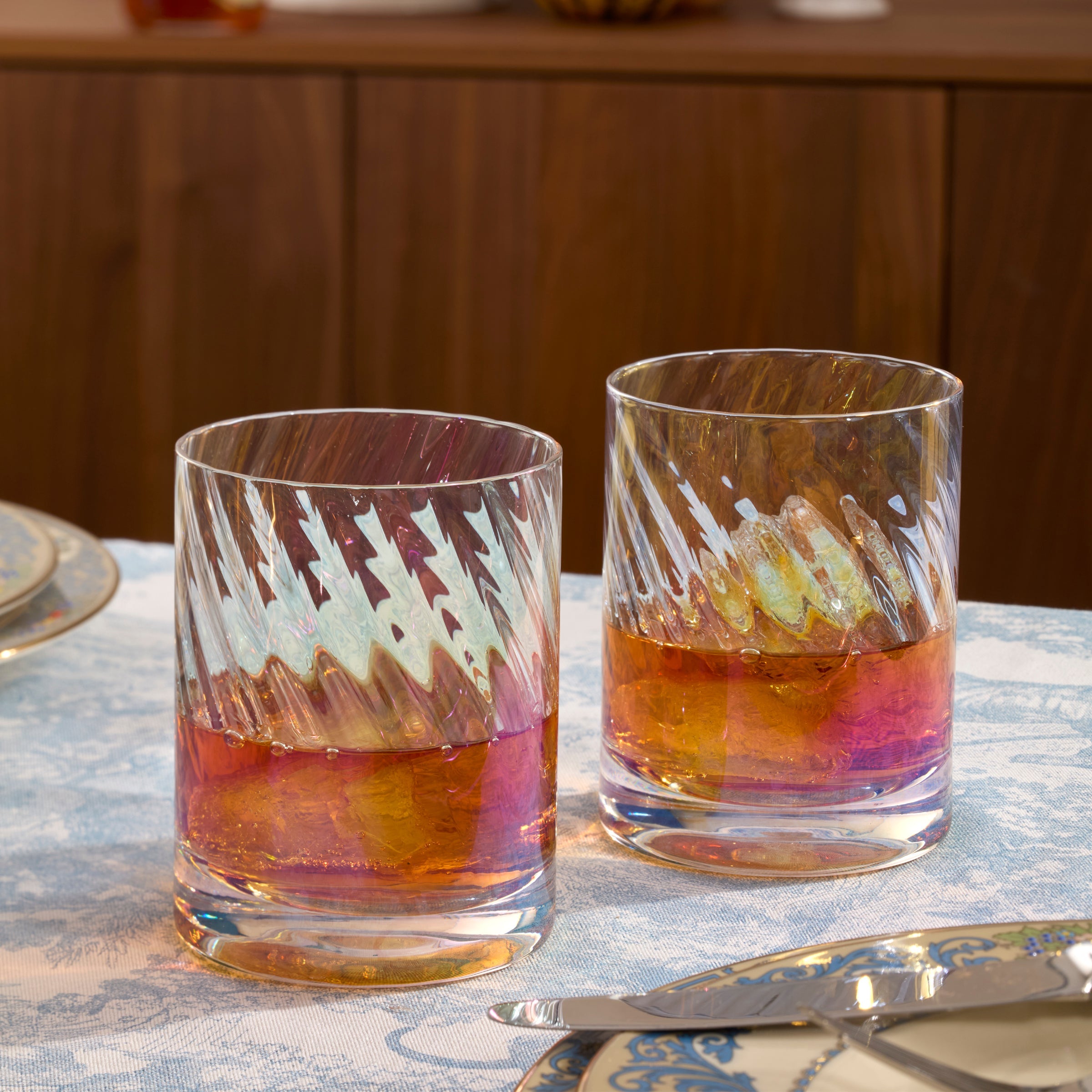 Tuscany Classics Iridescent Double Old Fashion Glasses - Set - Image 3
