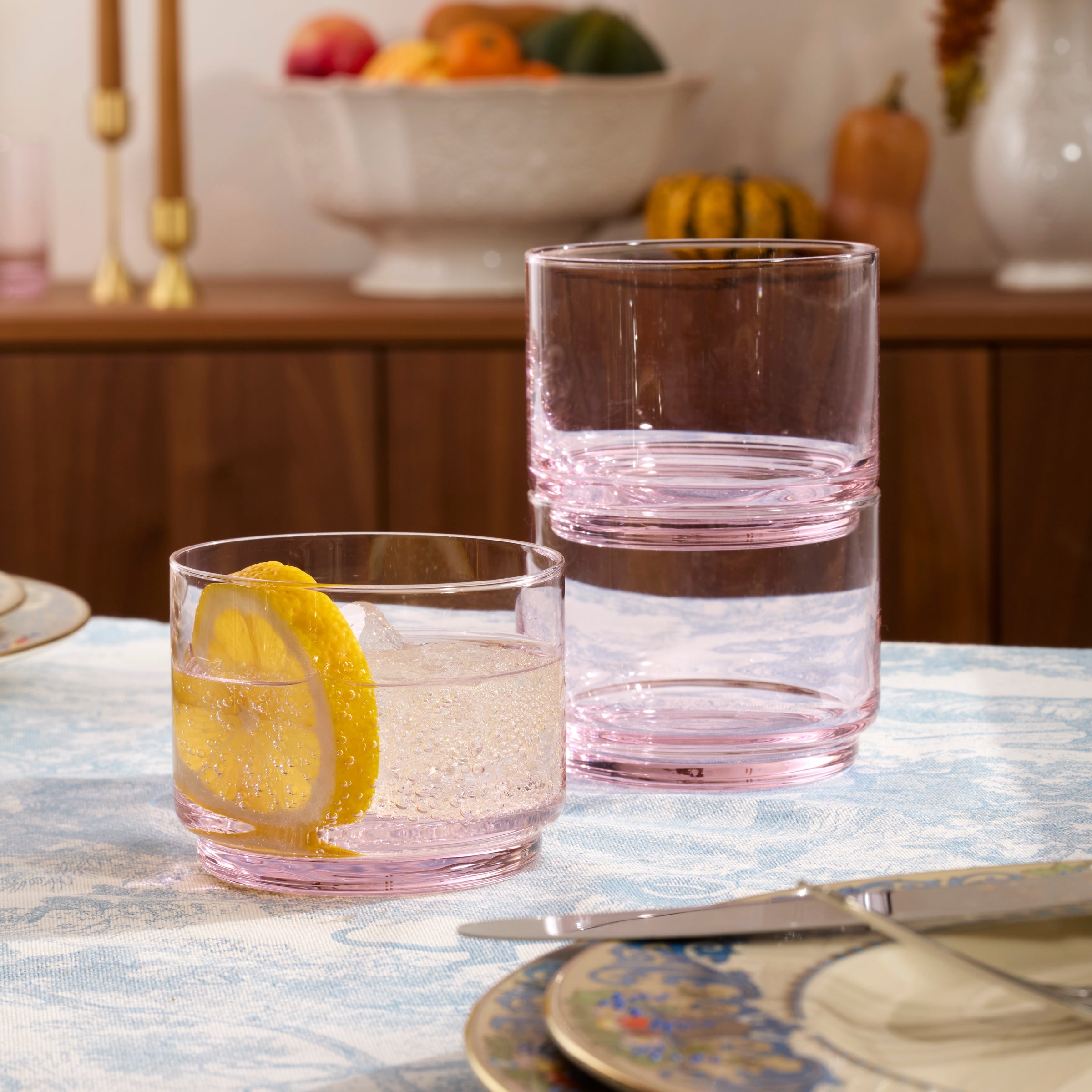 Tuscany Stackable Blush Short Glasses - Set Of 4 - Image 4